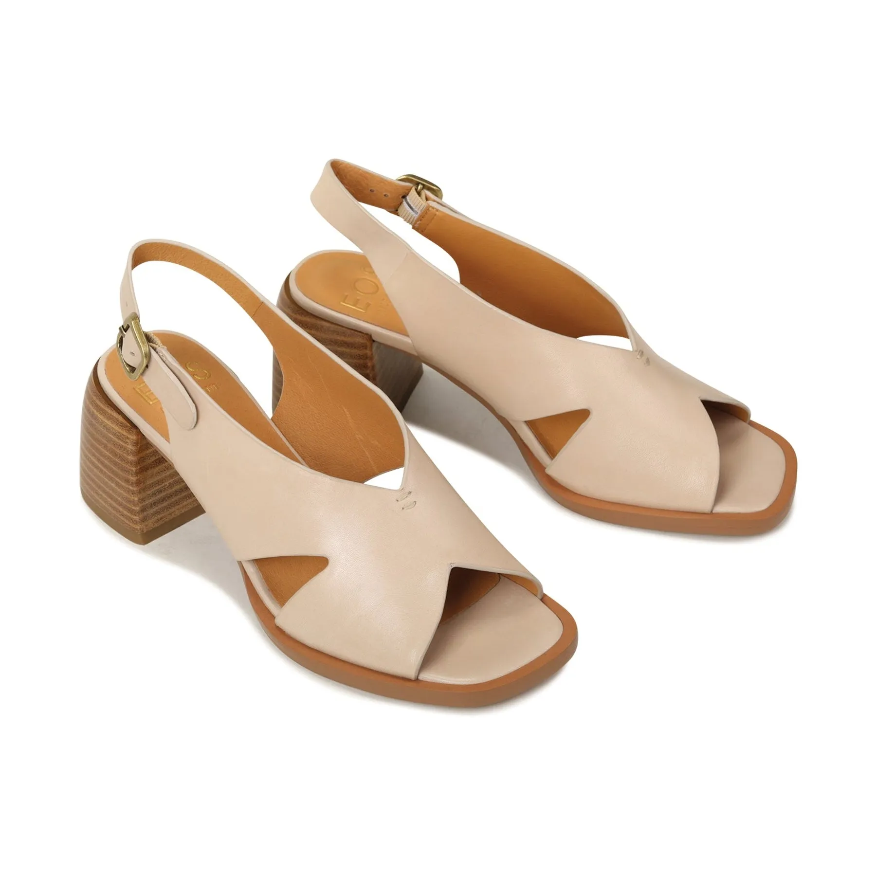 ISADORA LEATHER BLOCK HEEL SANDALS