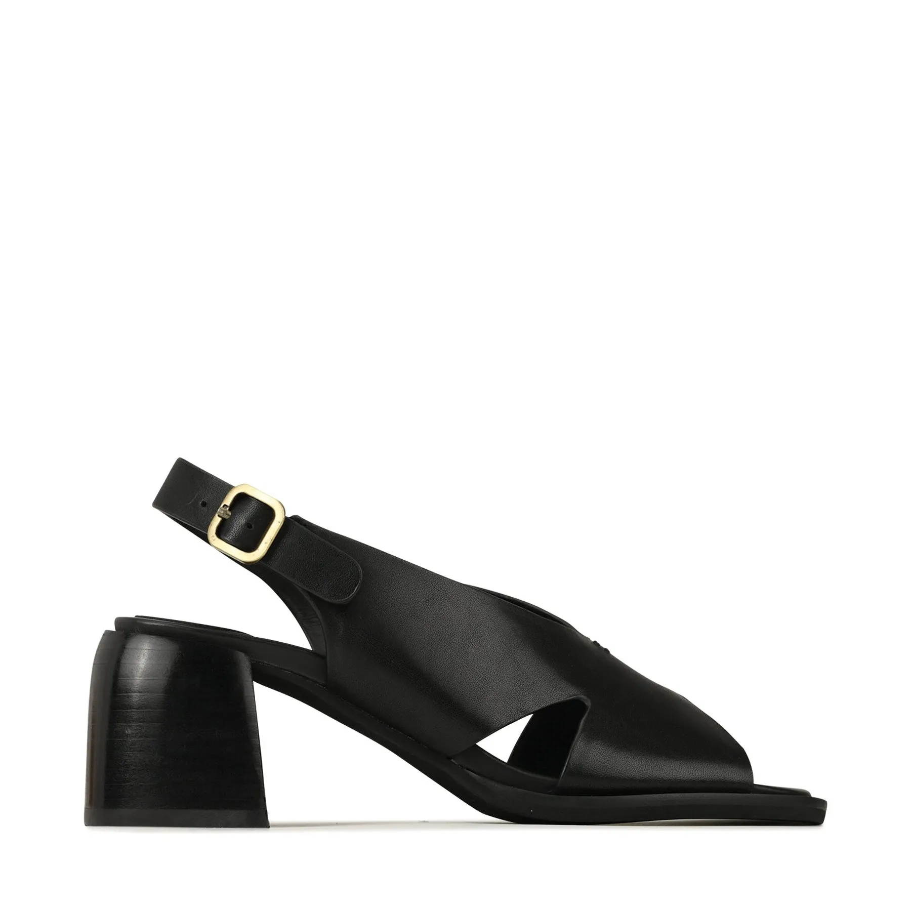 ISADORA LEATHER BLOCK HEEL SANDALS