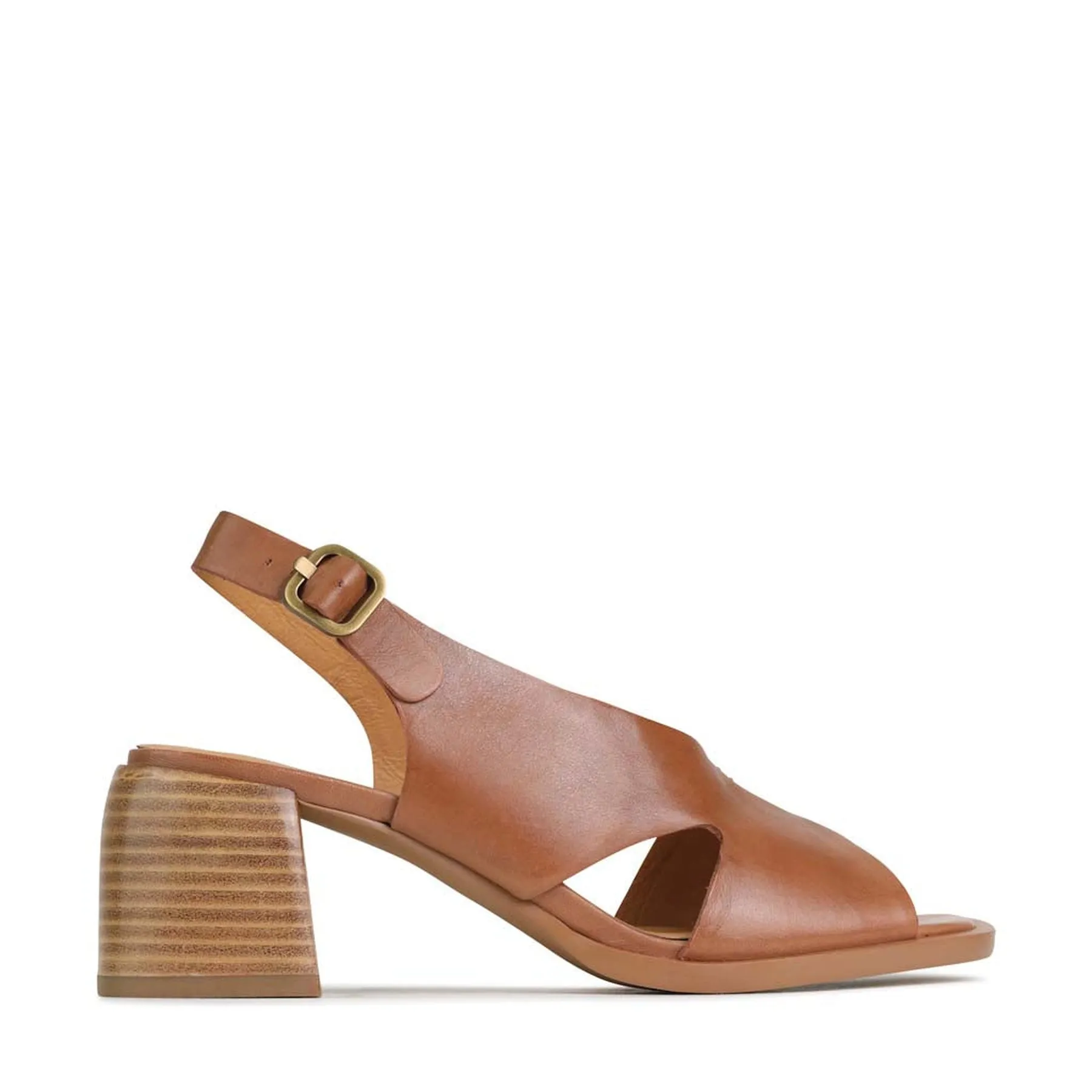 ISADORA LEATHER BLOCK HEEL SANDALS