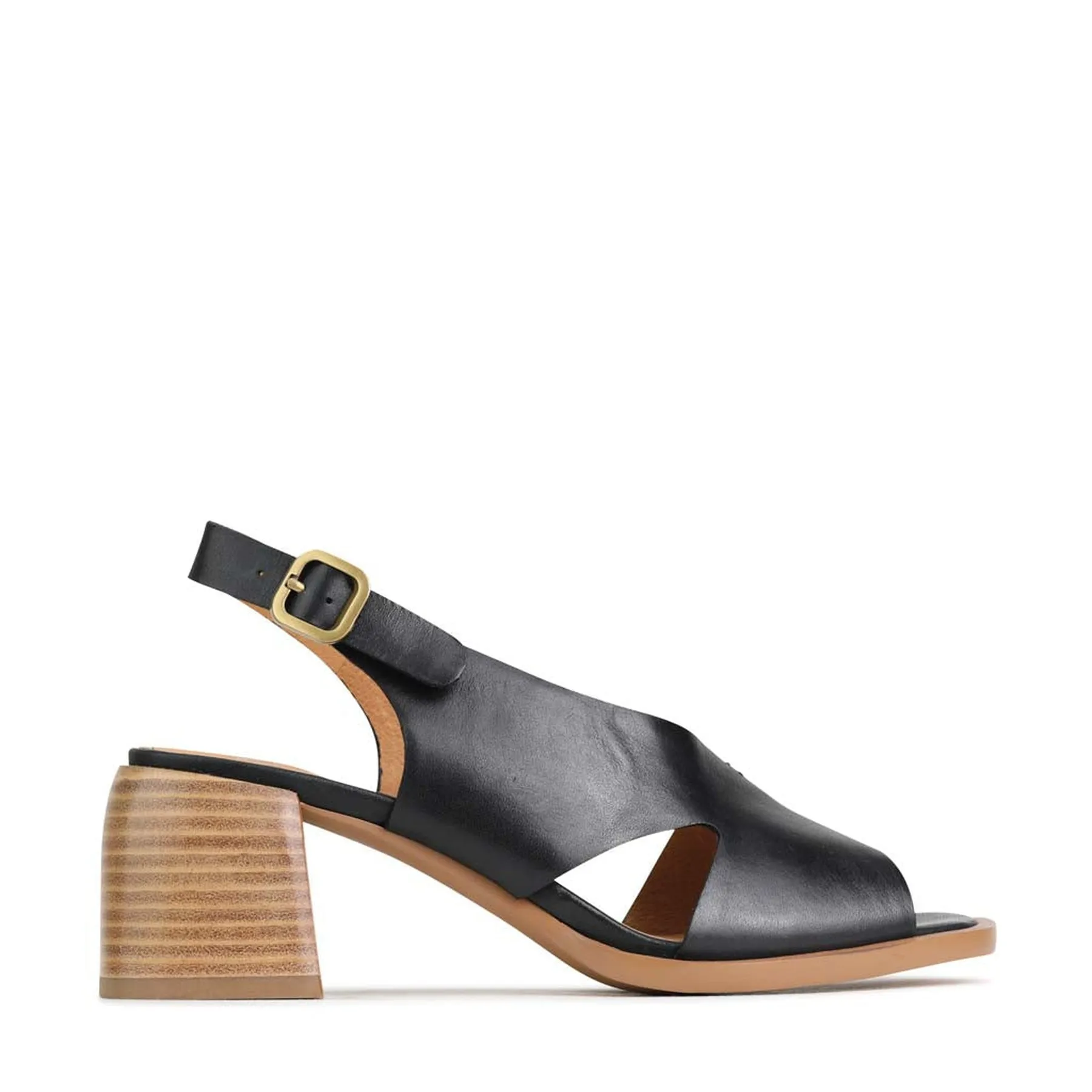 ISADORA LEATHER BLOCK HEEL SANDALS