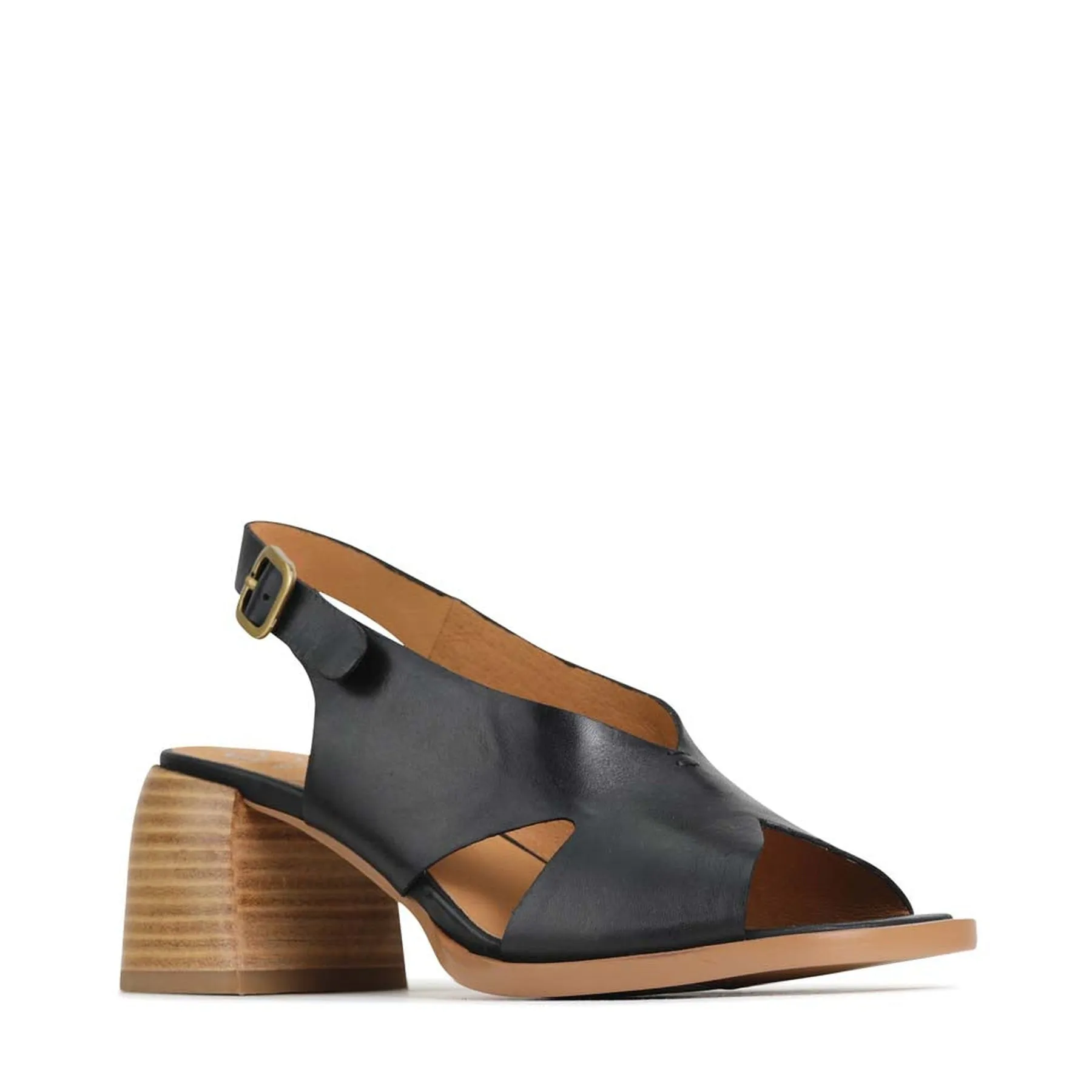 ISADORA LEATHER BLOCK HEEL SANDALS