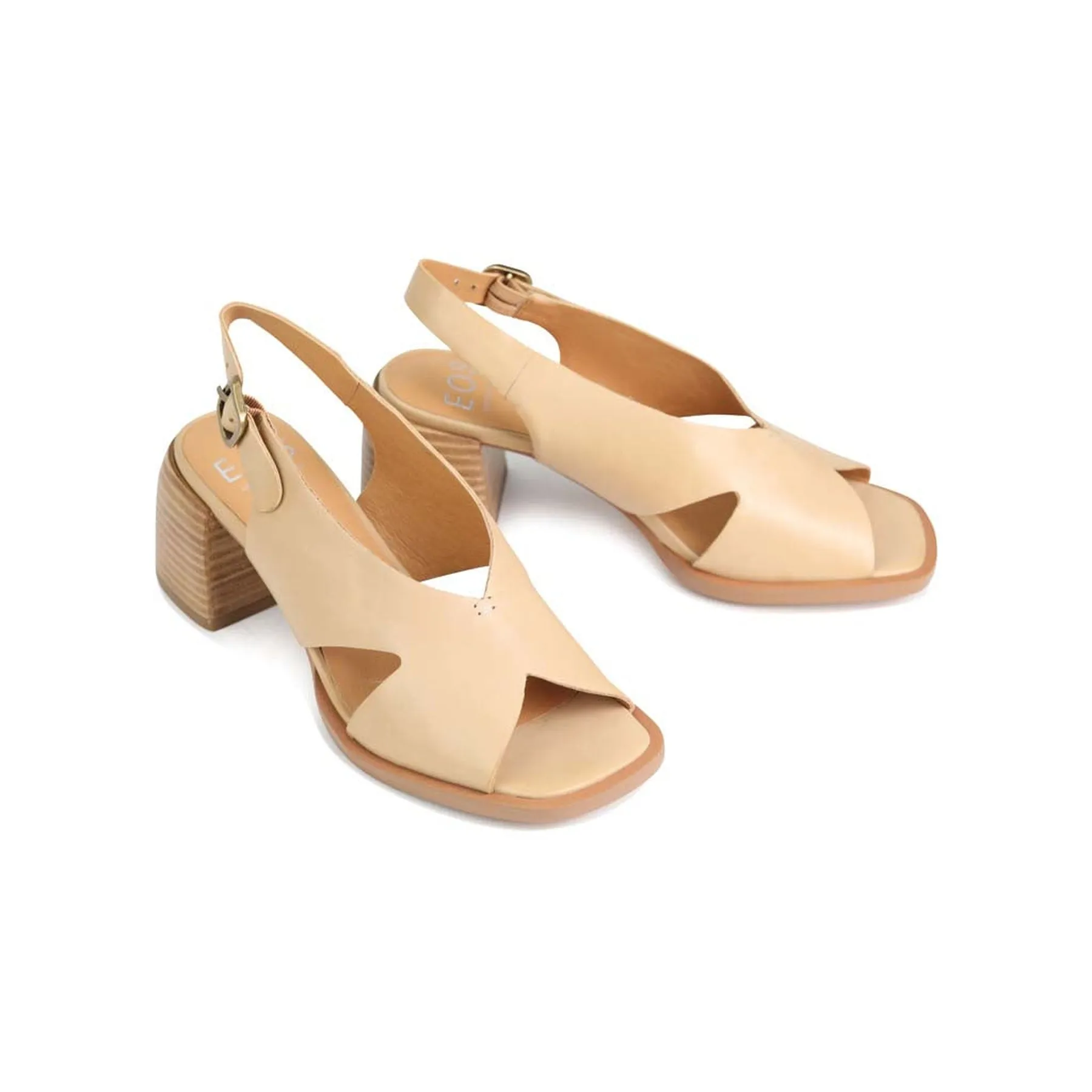 ISADORA LEATHER BLOCK HEEL SANDALS