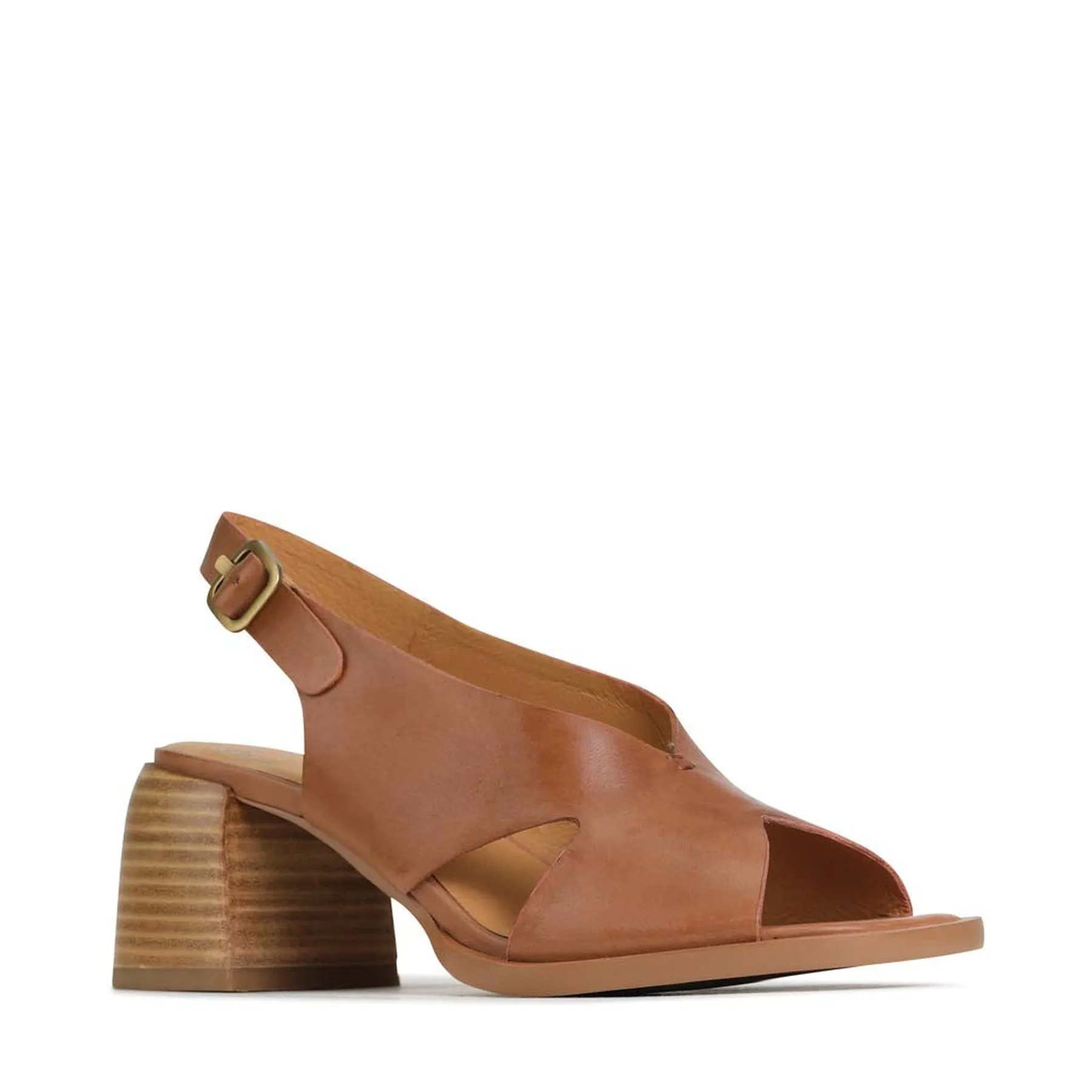 ISADORA LEATHER BLOCK HEEL SANDALS