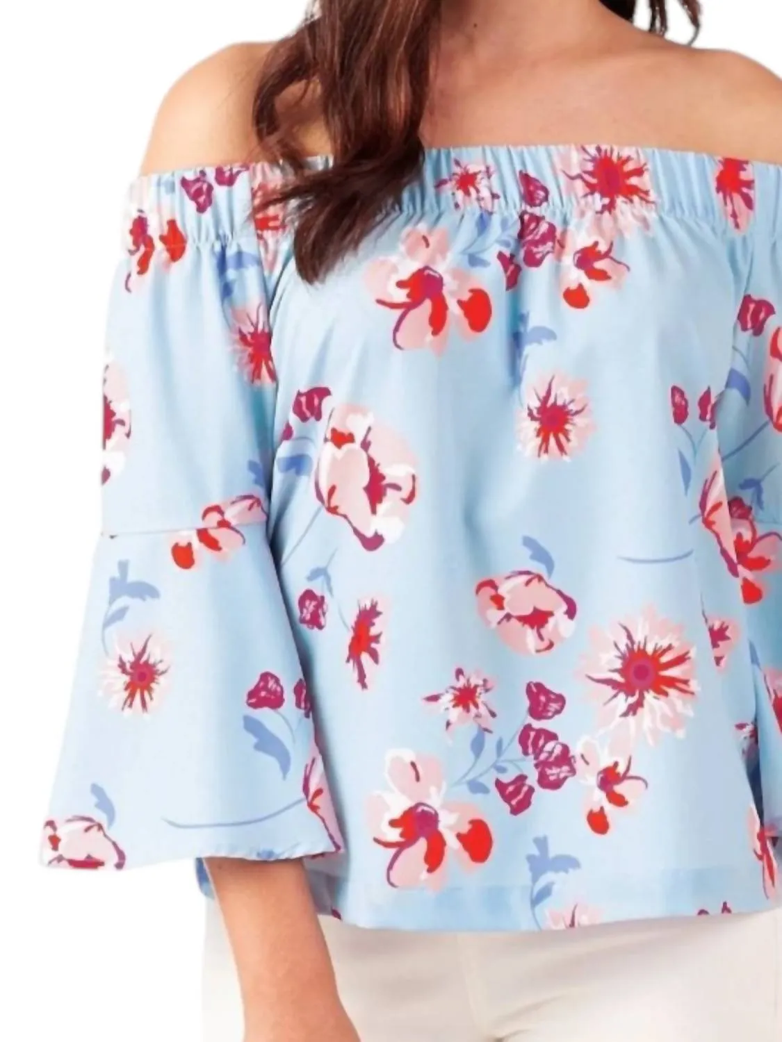 Izzy Off Shoulder Top In Blue