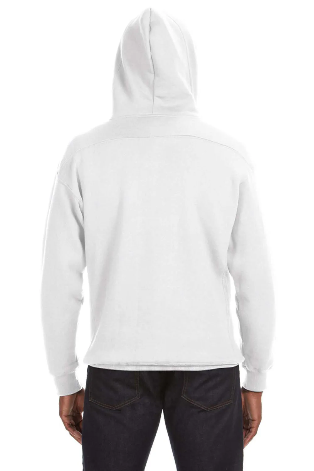 J America Mens Sport Lace Hooded Sweatshirt Hoodie w/ Pouch Pocket - White