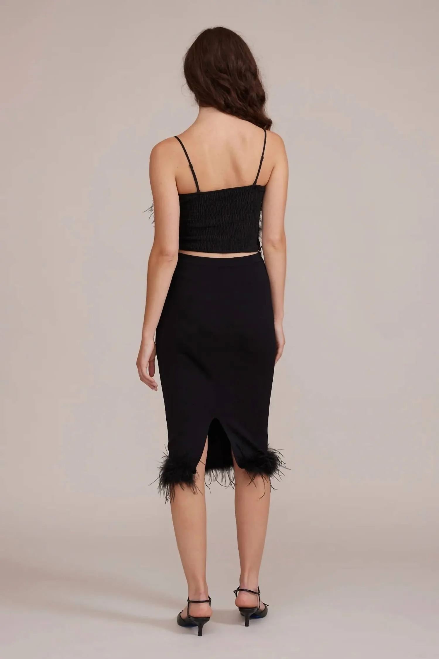 Jamila Feather Detail Skirt In Black
