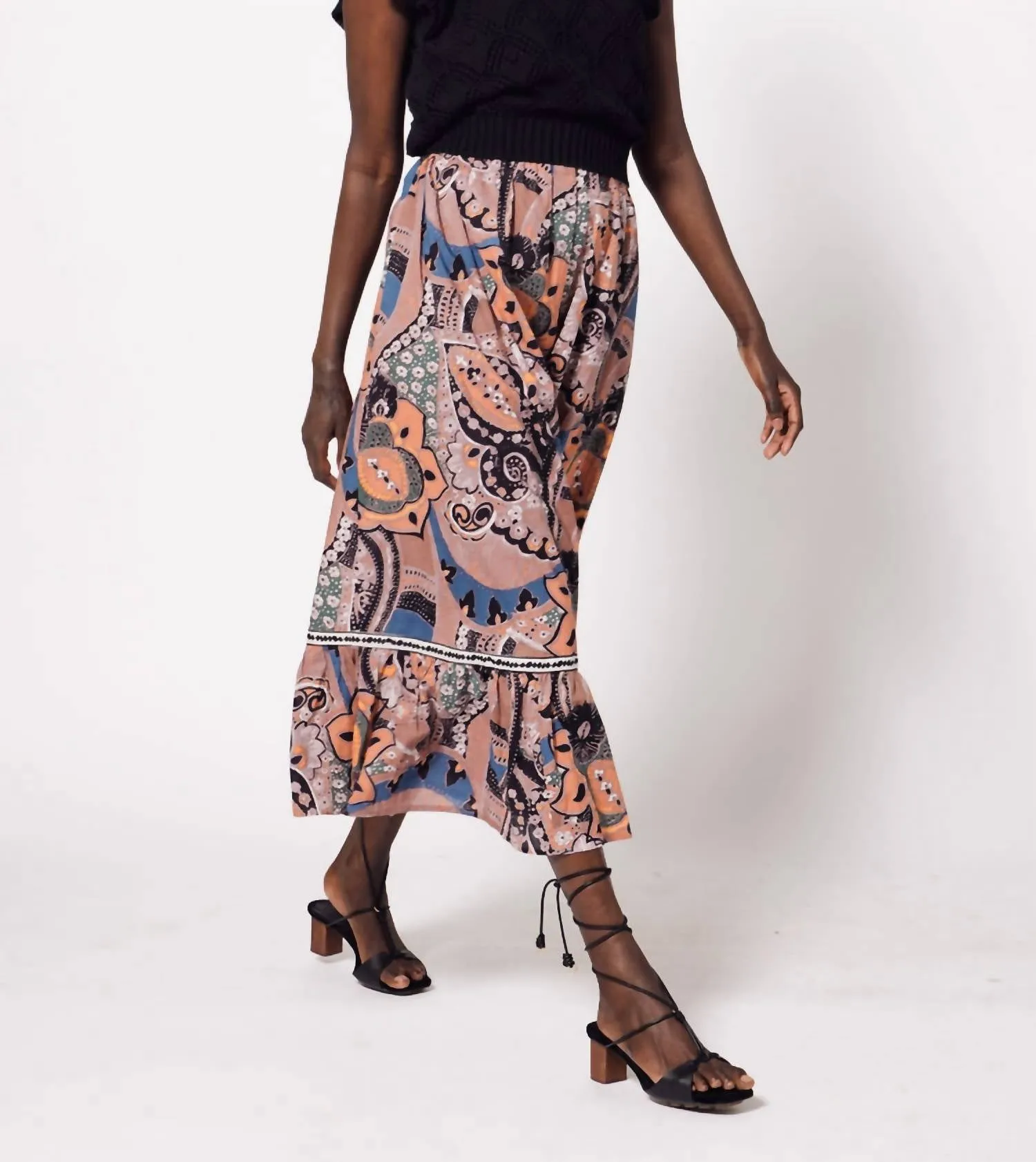 Jodie Ankle Skirt In Mirage Print