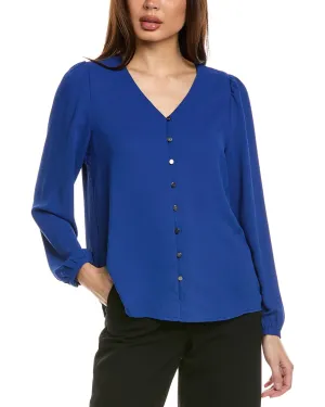 Jones New York V-Neck Button Front Blouse
