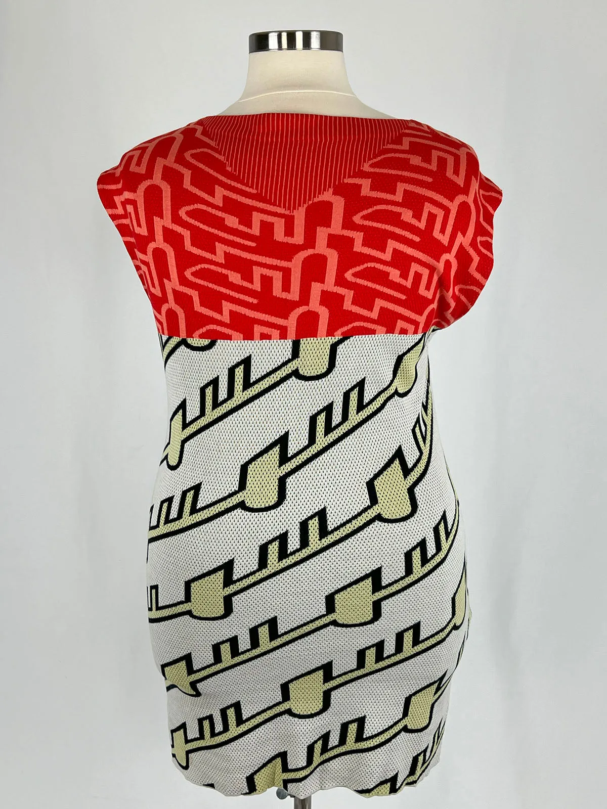 Kenzo Size 12/14 Red Multi Geometric Dress