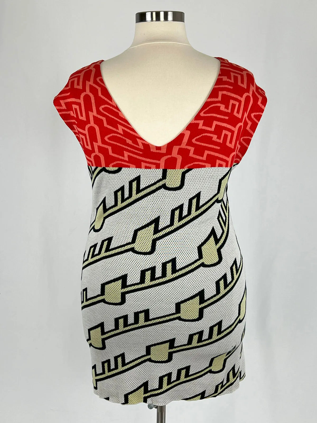Kenzo Size 12/14 Red Multi Geometric Dress