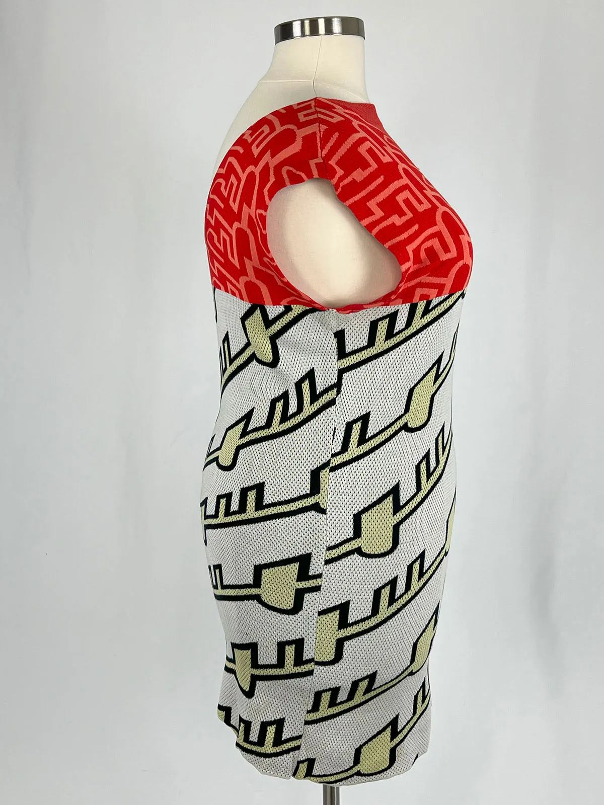 Kenzo Size 12/14 Red Multi Geometric Dress