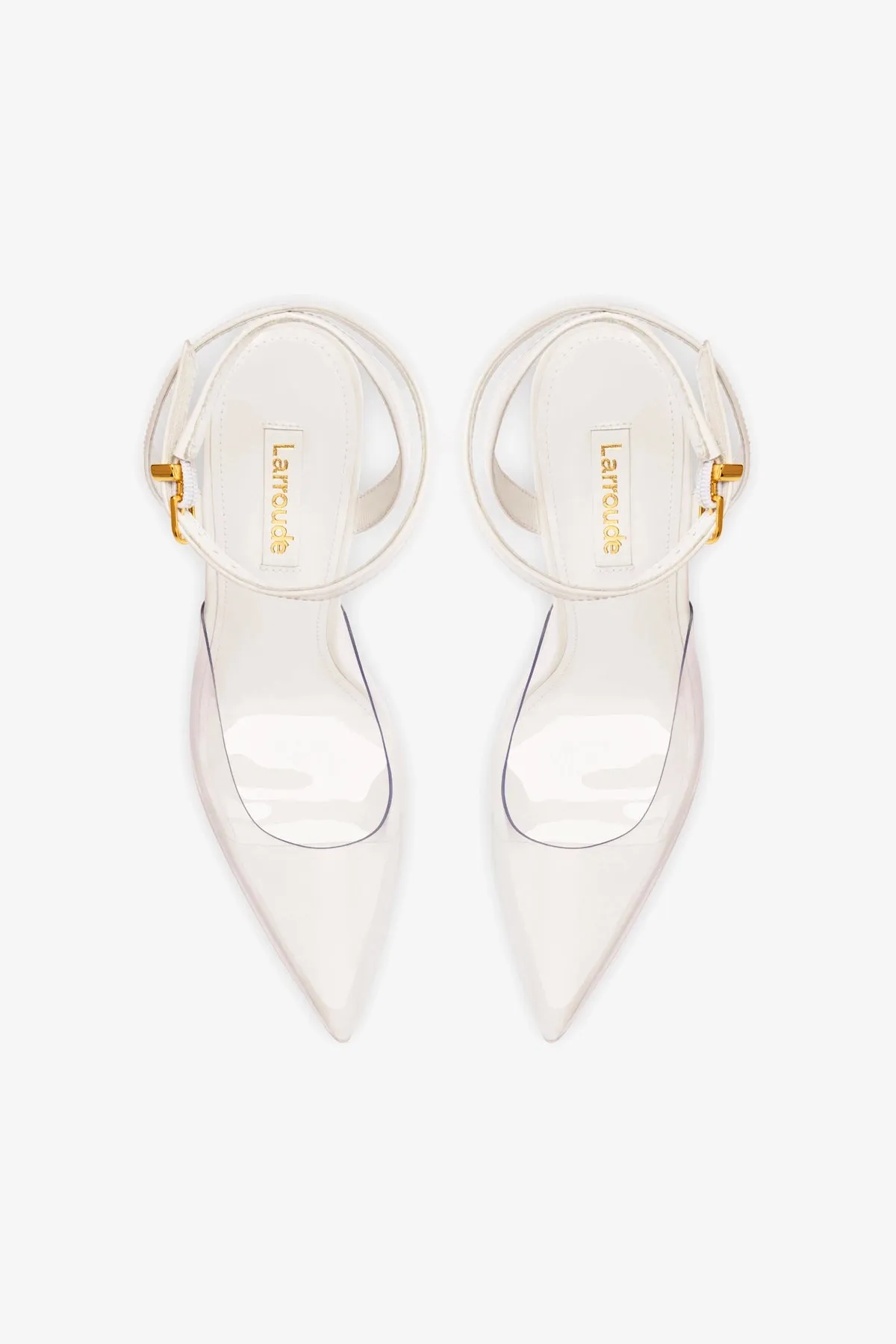 Kim Wedge Pump In White Leather and Vinyl
