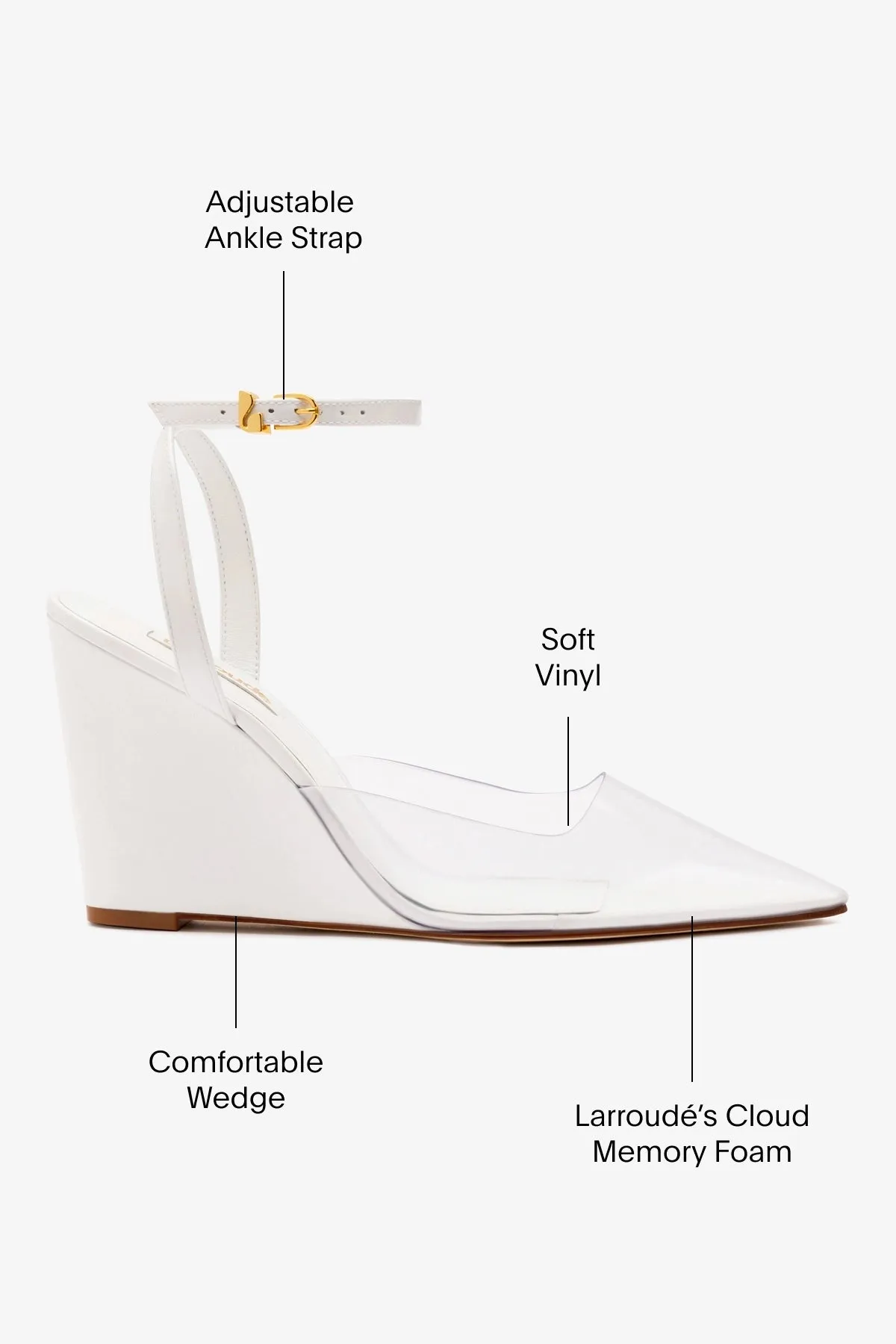 Kim Wedge Pump In White Leather and Vinyl