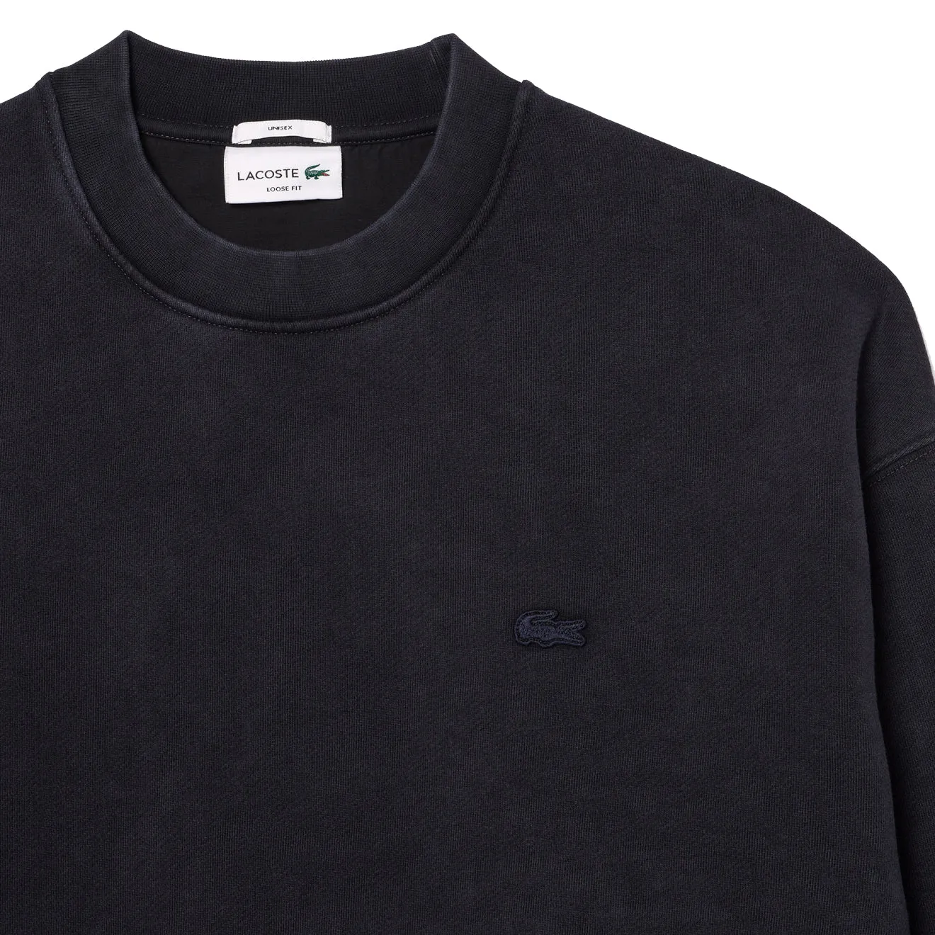 Lacoste Loose Fit Washed Effect Fleece Sweatshirt Black