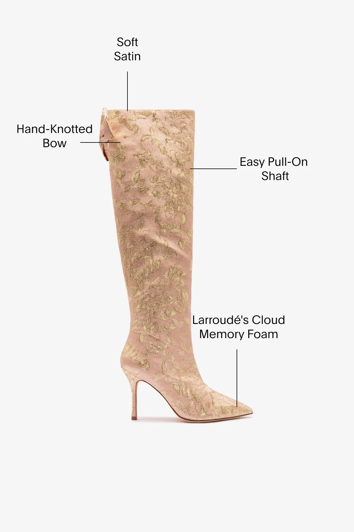 Larroudé for LoveShackFancy Boot Bow In Sand Brocade