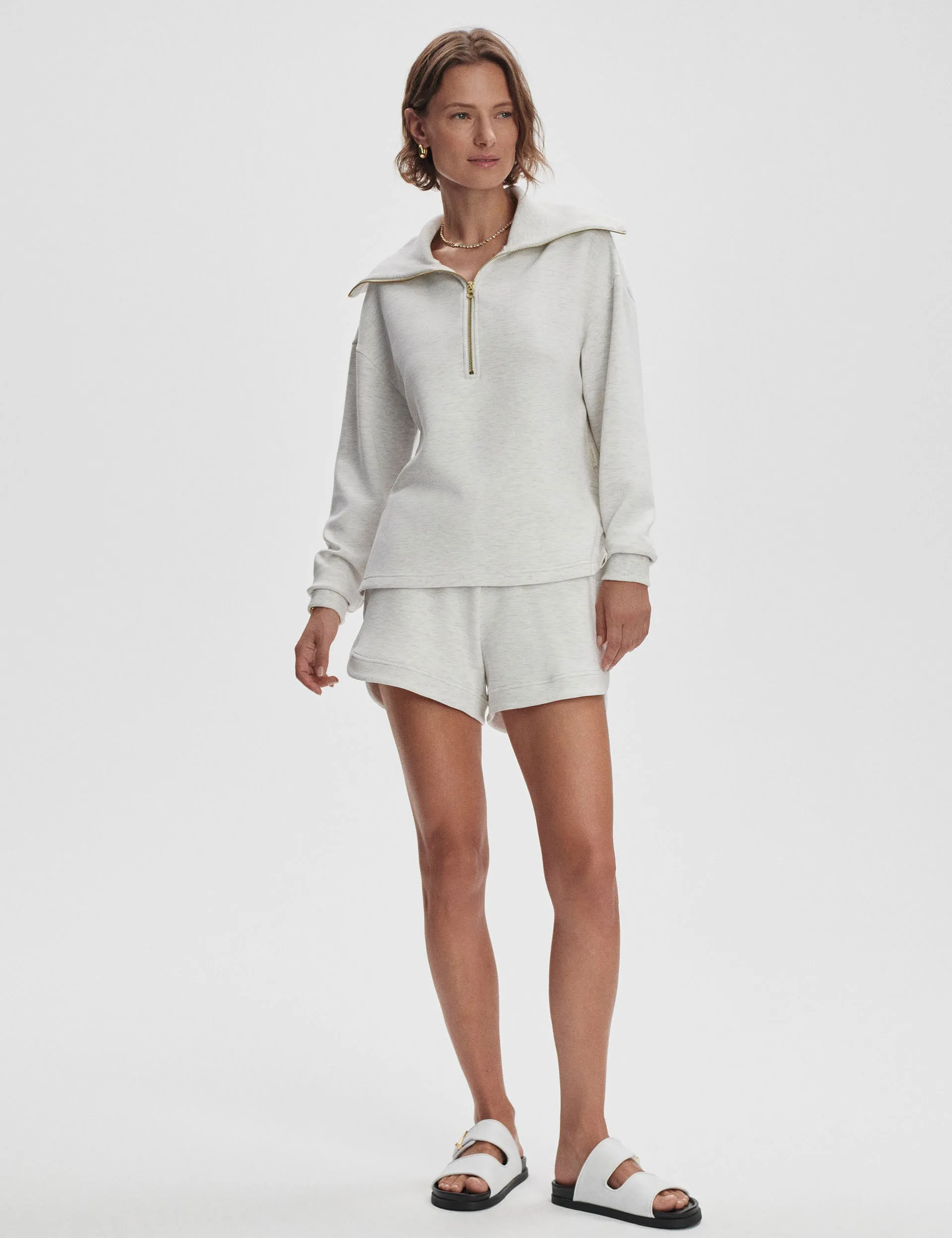 Larson Half-Zip Sweat - Ivory Marl