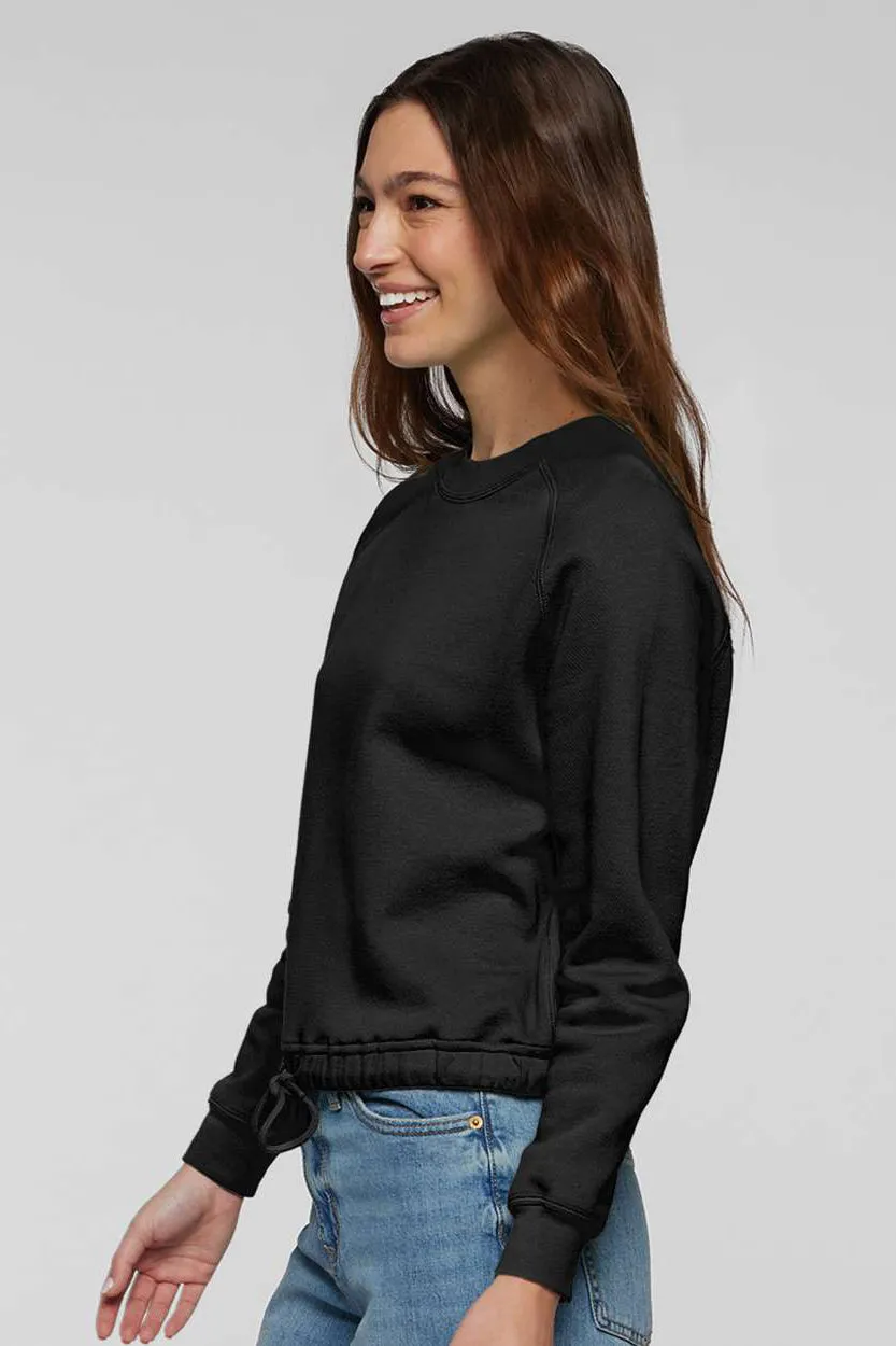 LAT Womens Relaxed Boxy Fleece Crewneck Sweatshirt - Black