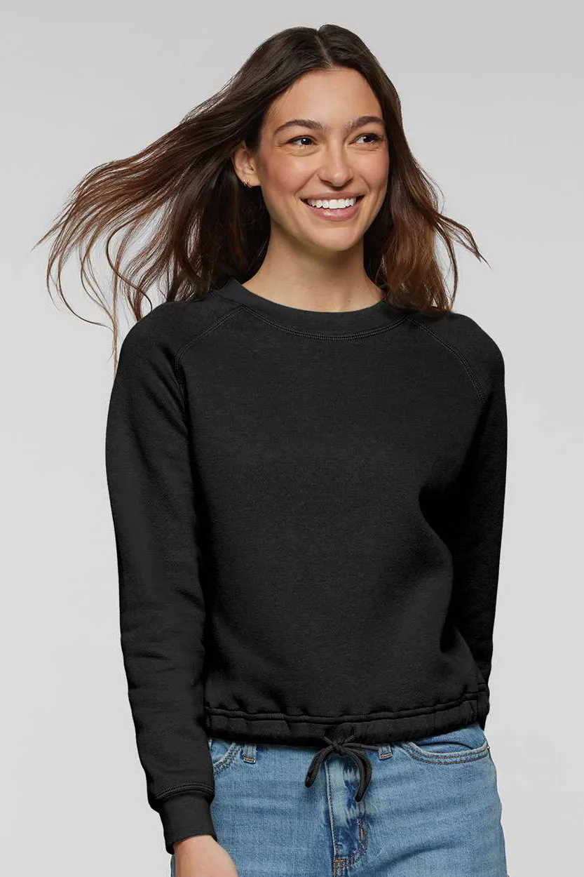 LAT Womens Relaxed Boxy Fleece Crewneck Sweatshirt - Black