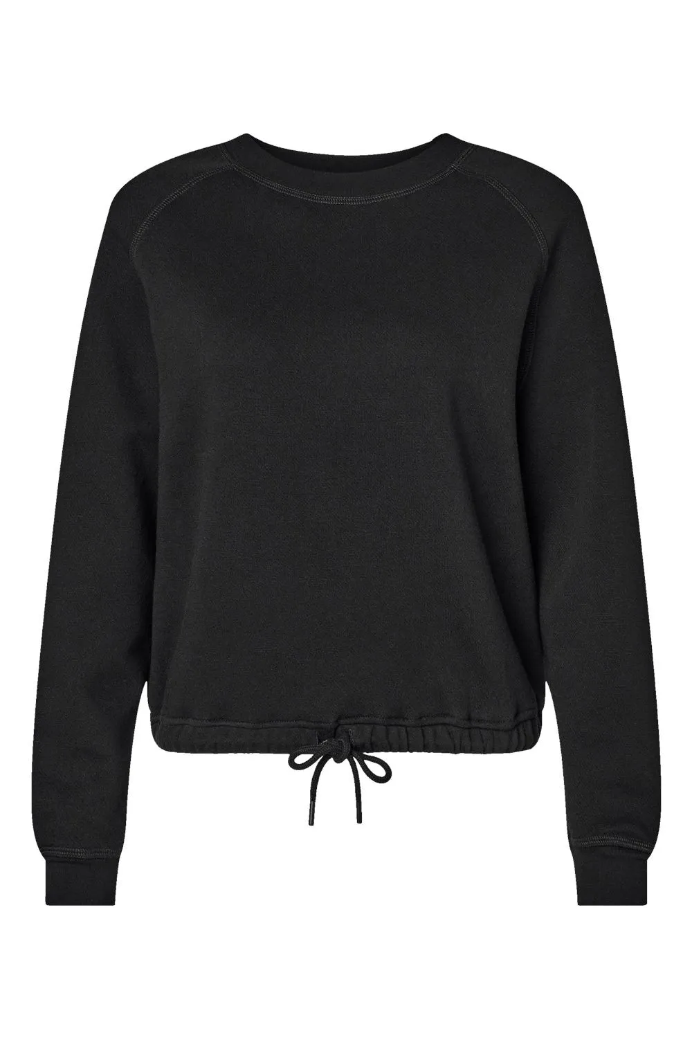 LAT Womens Relaxed Boxy Fleece Crewneck Sweatshirt - Black