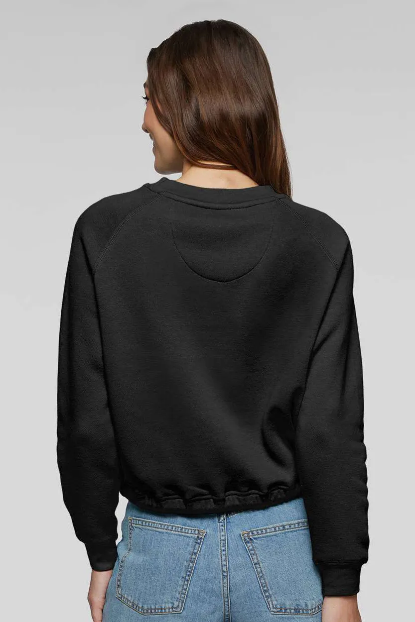 LAT Womens Relaxed Boxy Fleece Crewneck Sweatshirt - Black