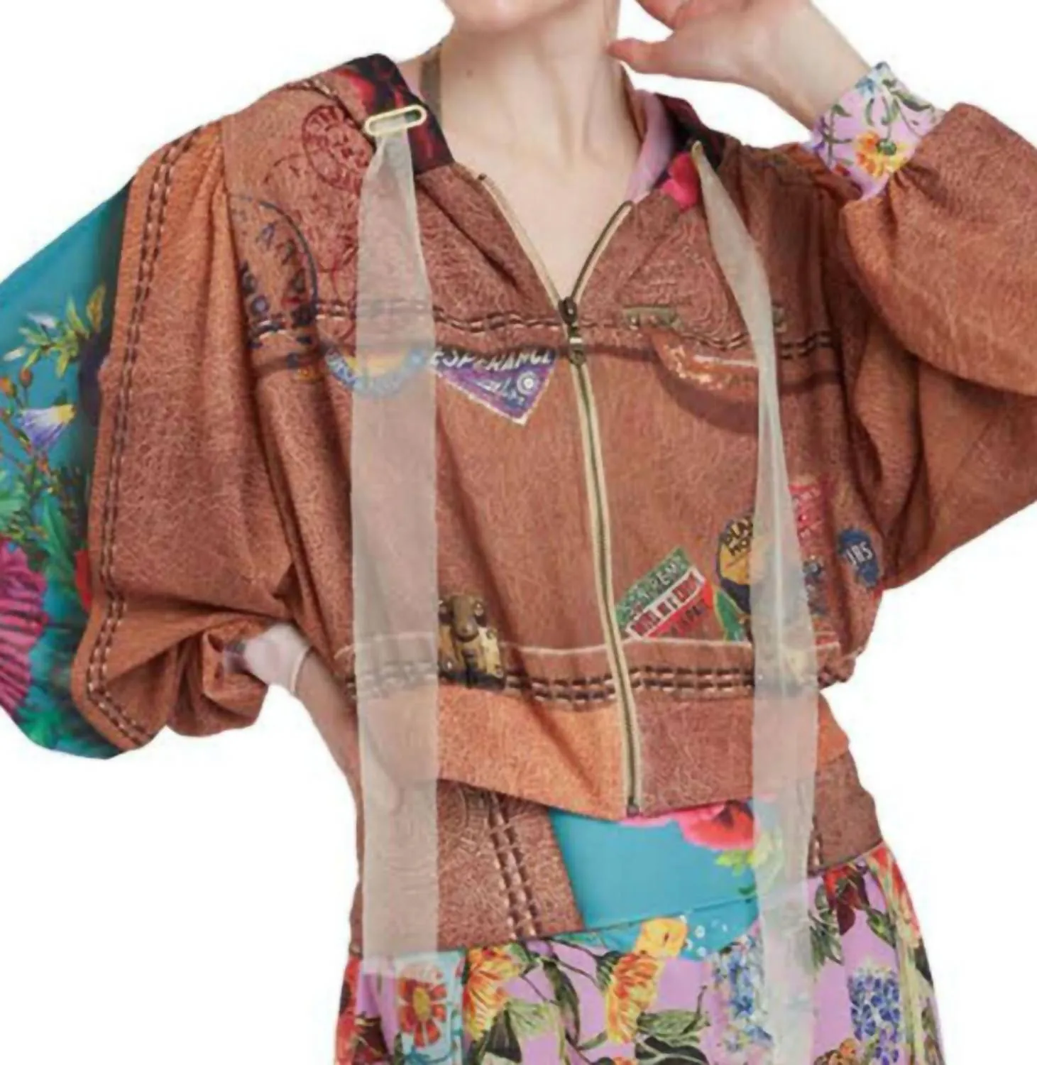 Let's Go Luggage Illusion Hoodie Puff Jacket In Multi