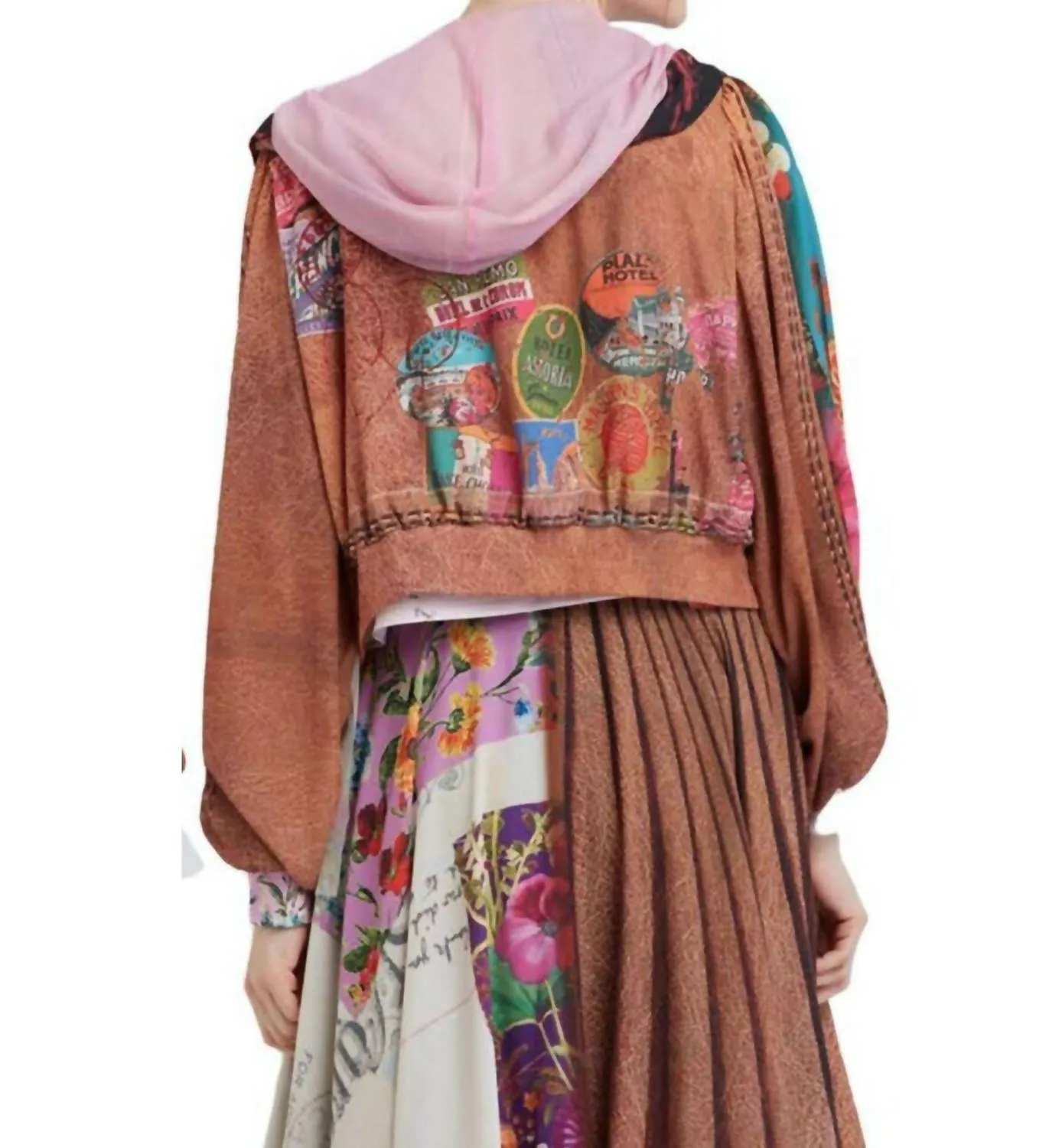 Let's Go Luggage Illusion Hoodie Puff Jacket In Multi