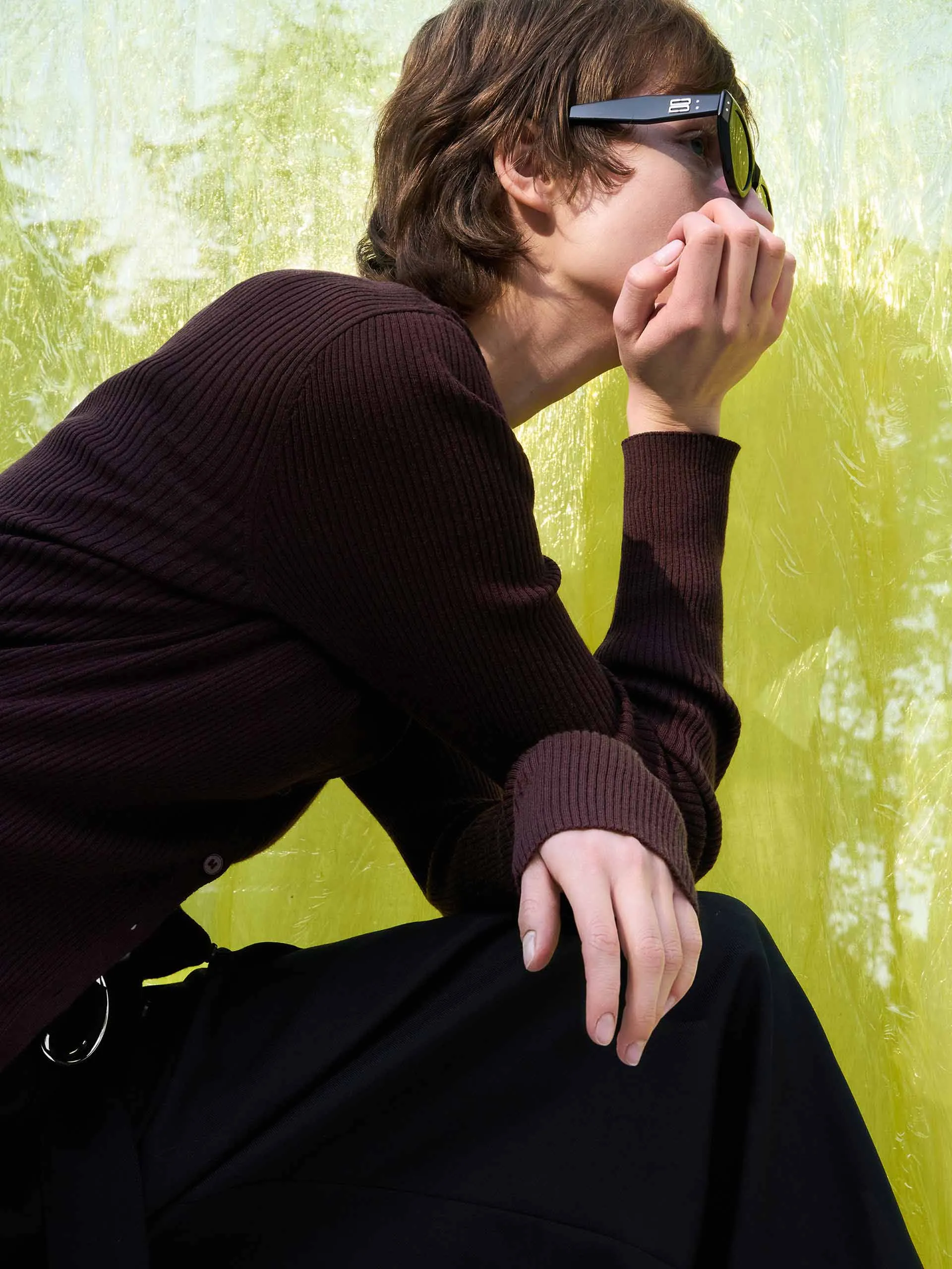 Letter Collar Wool Cardigan