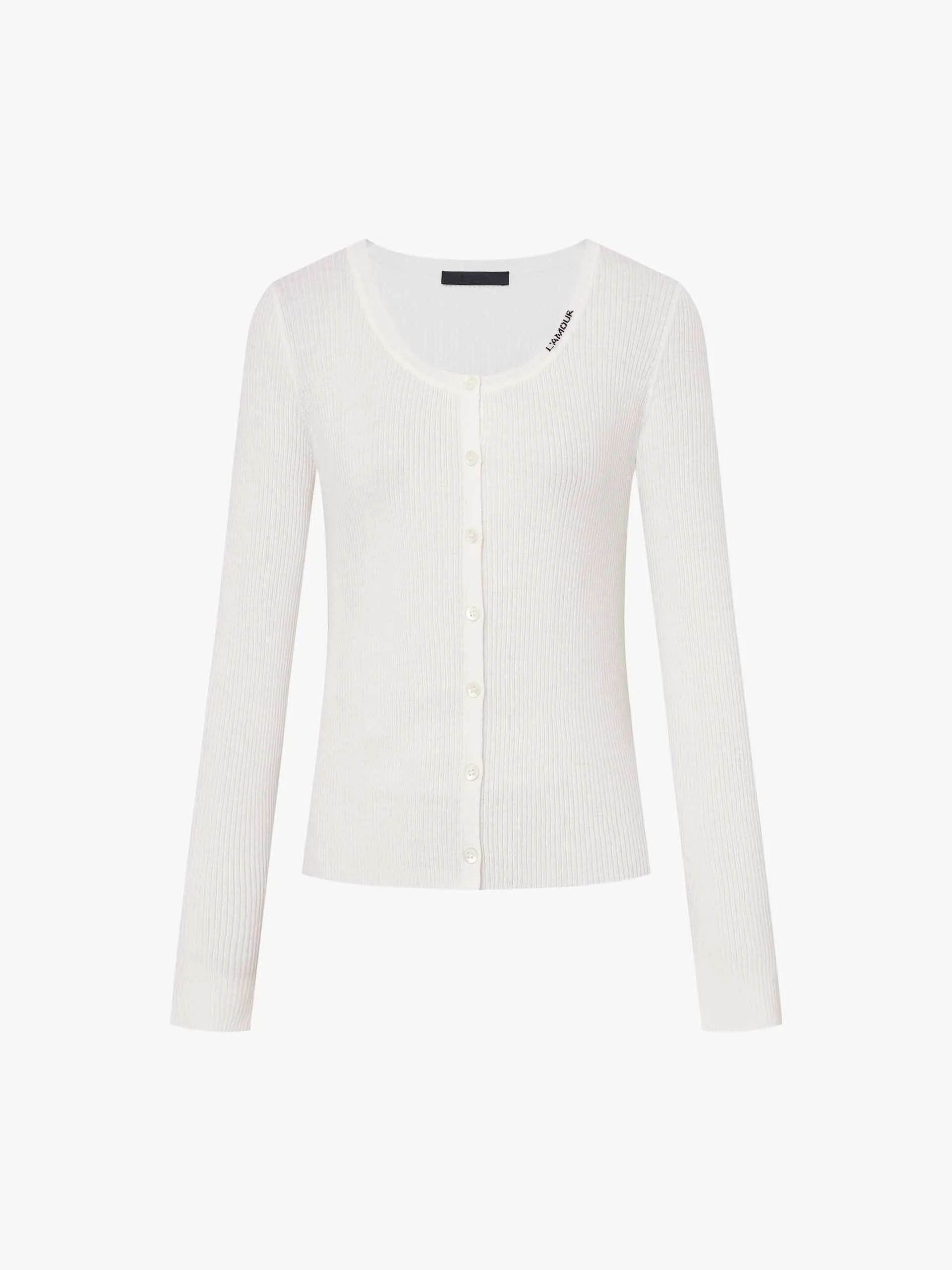 Letter Collar Wool Cardigan