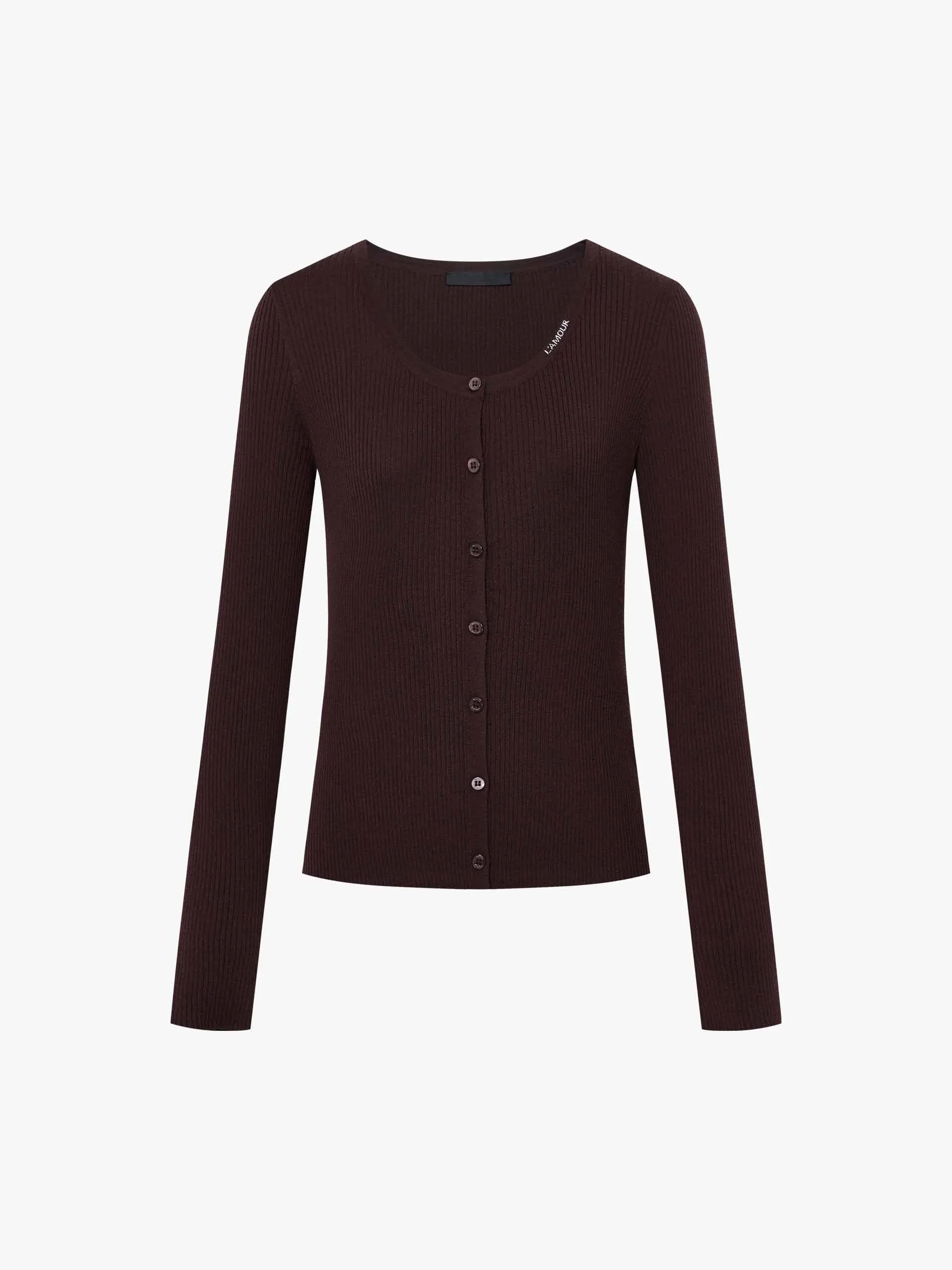 Letter Collar Wool Cardigan