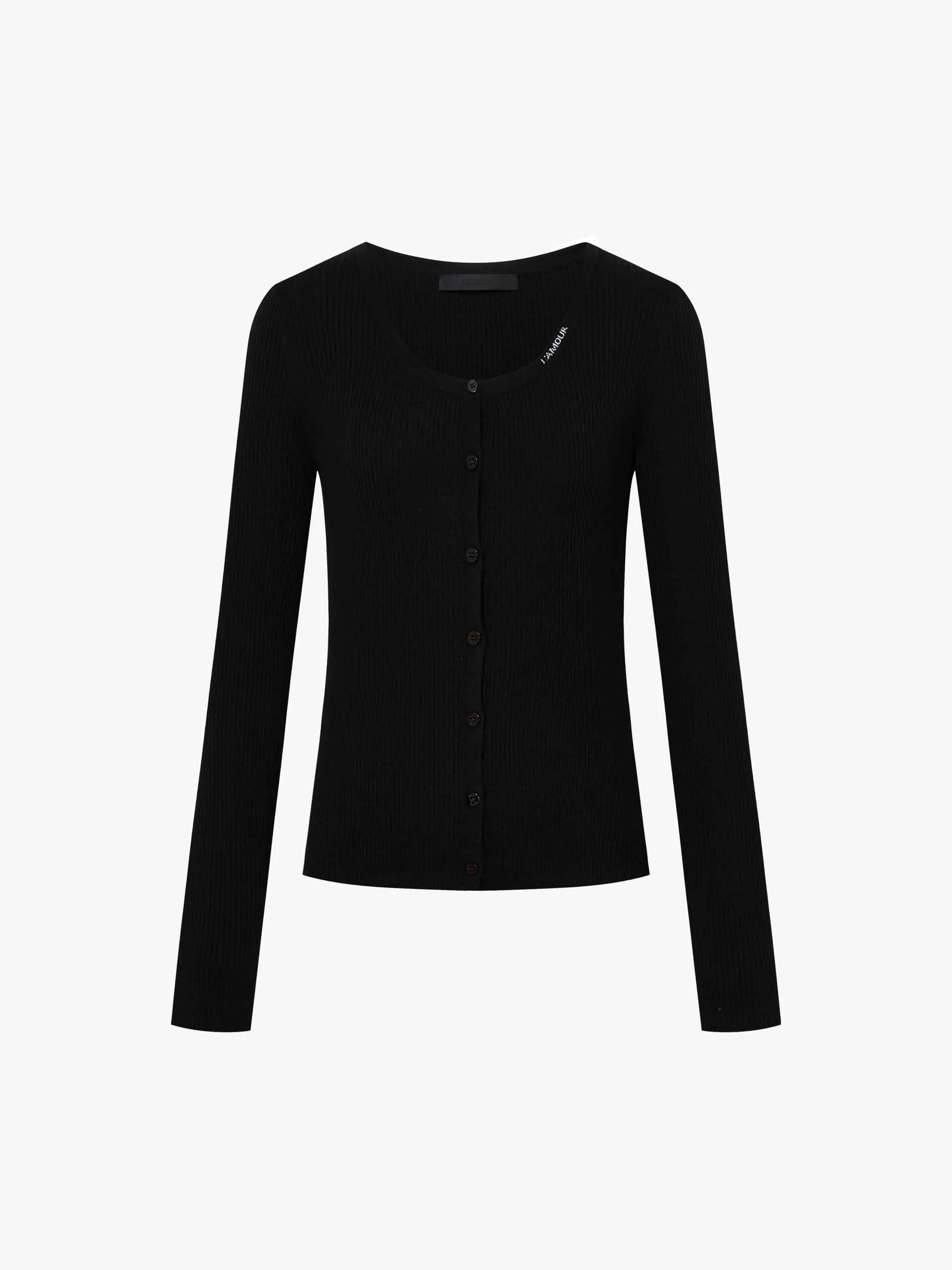 Letter Collar Wool Cardigan