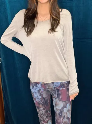 Long Sleeve Basic Tee In Taupe