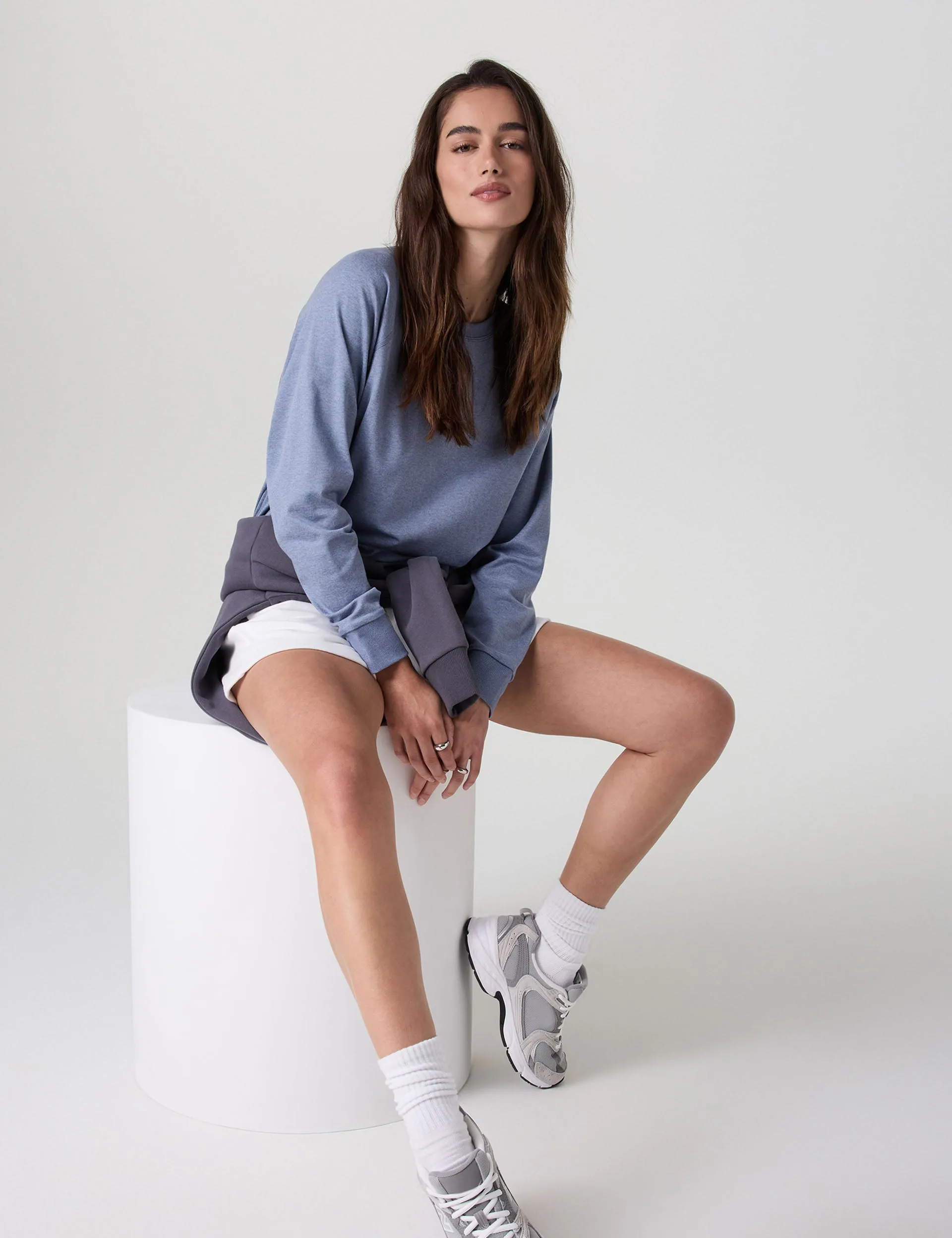 Long Sleeve Halo Crew - Blue Heron Heather