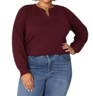 Long Smocked Top In Heather Wineberry