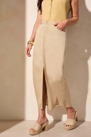 Lovell Flowy Full Length Skirt With Pockets In Dusty Sand