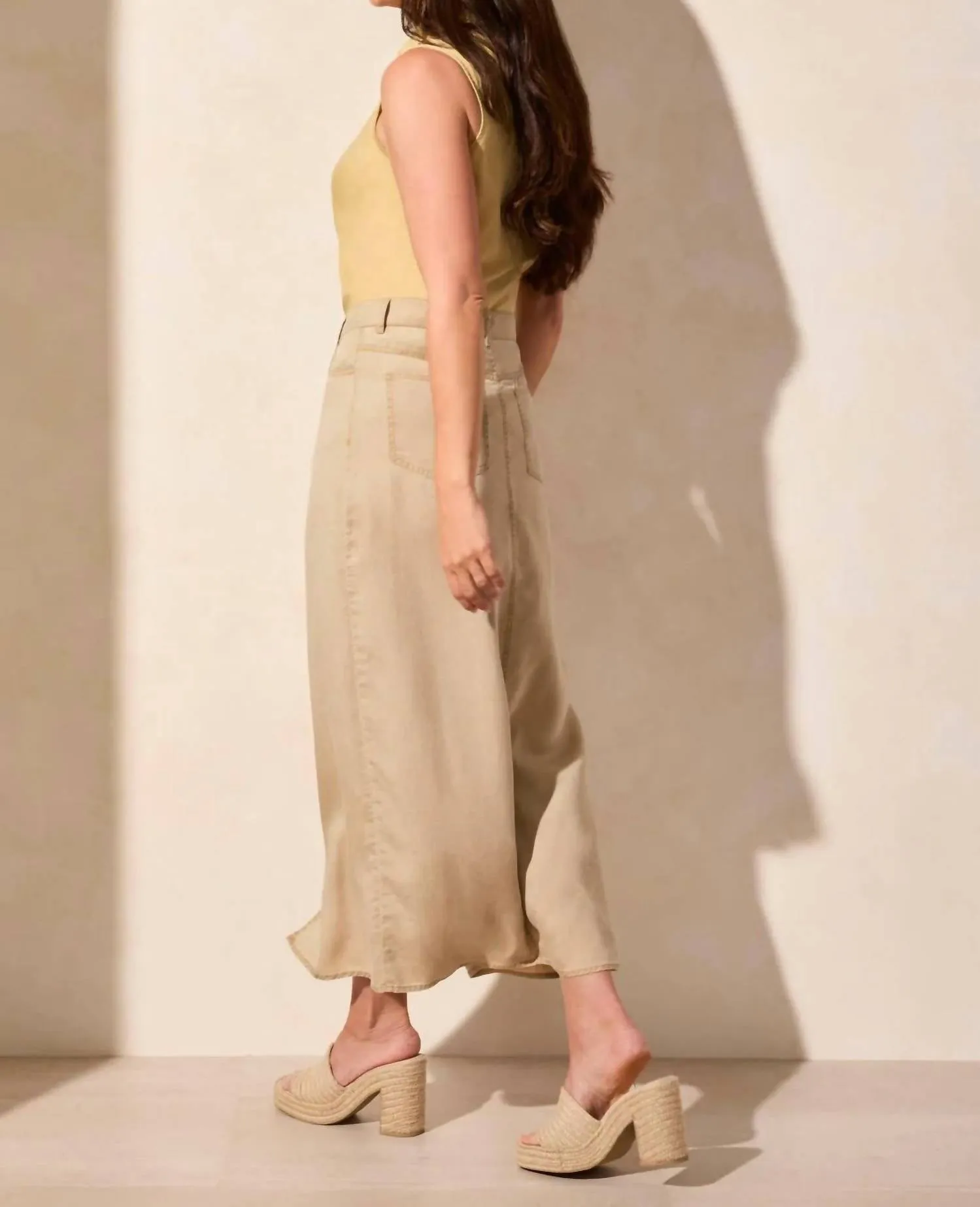 Lovell Flowy Full Length Skirt With Pockets In Dusty Sand