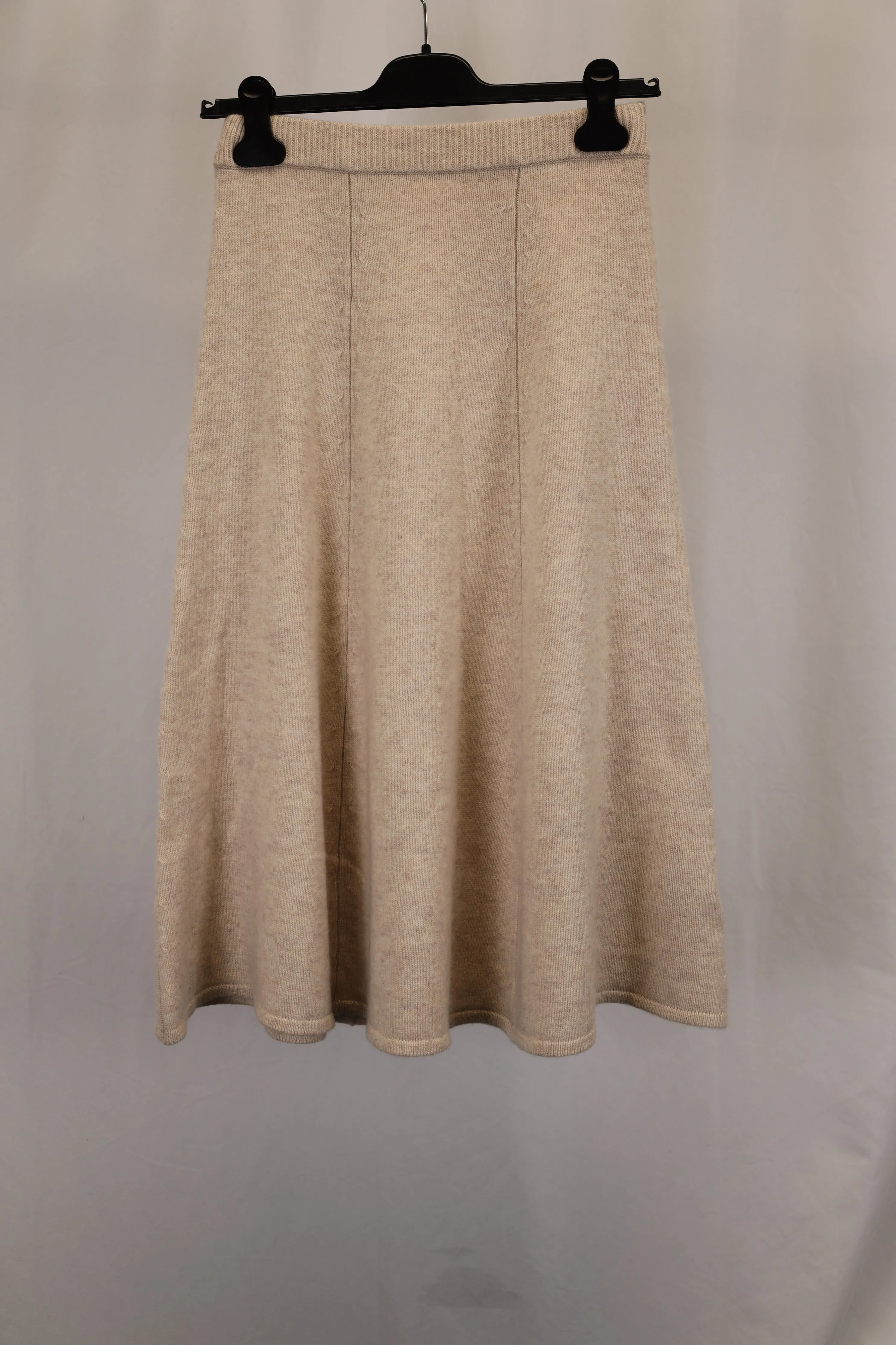 LoveShackFancy A-Line Skirt in Beige Wool