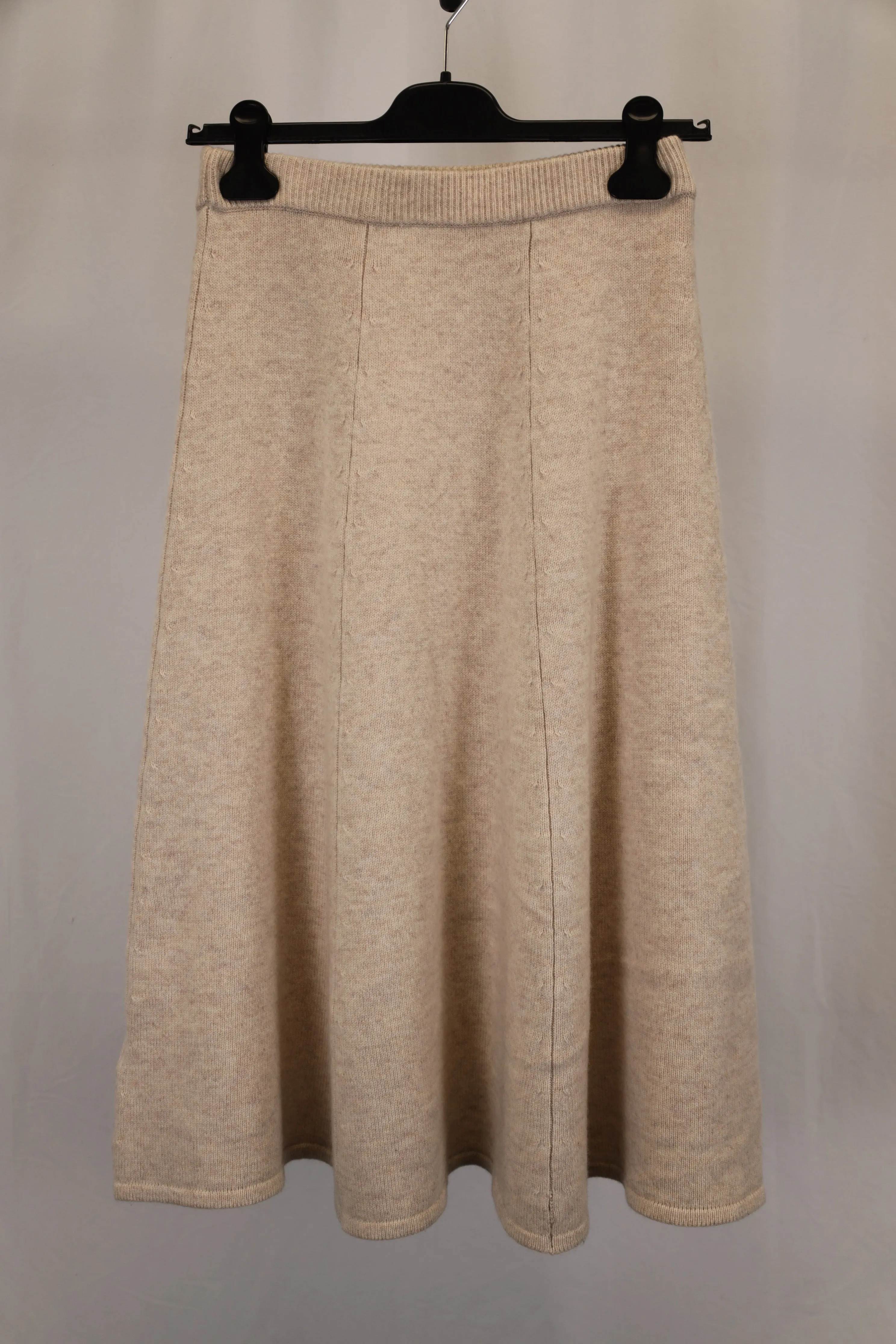 LoveShackFancy A-Line Skirt in Beige Wool