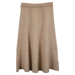 LoveShackFancy A-Line Skirt in Beige Wool