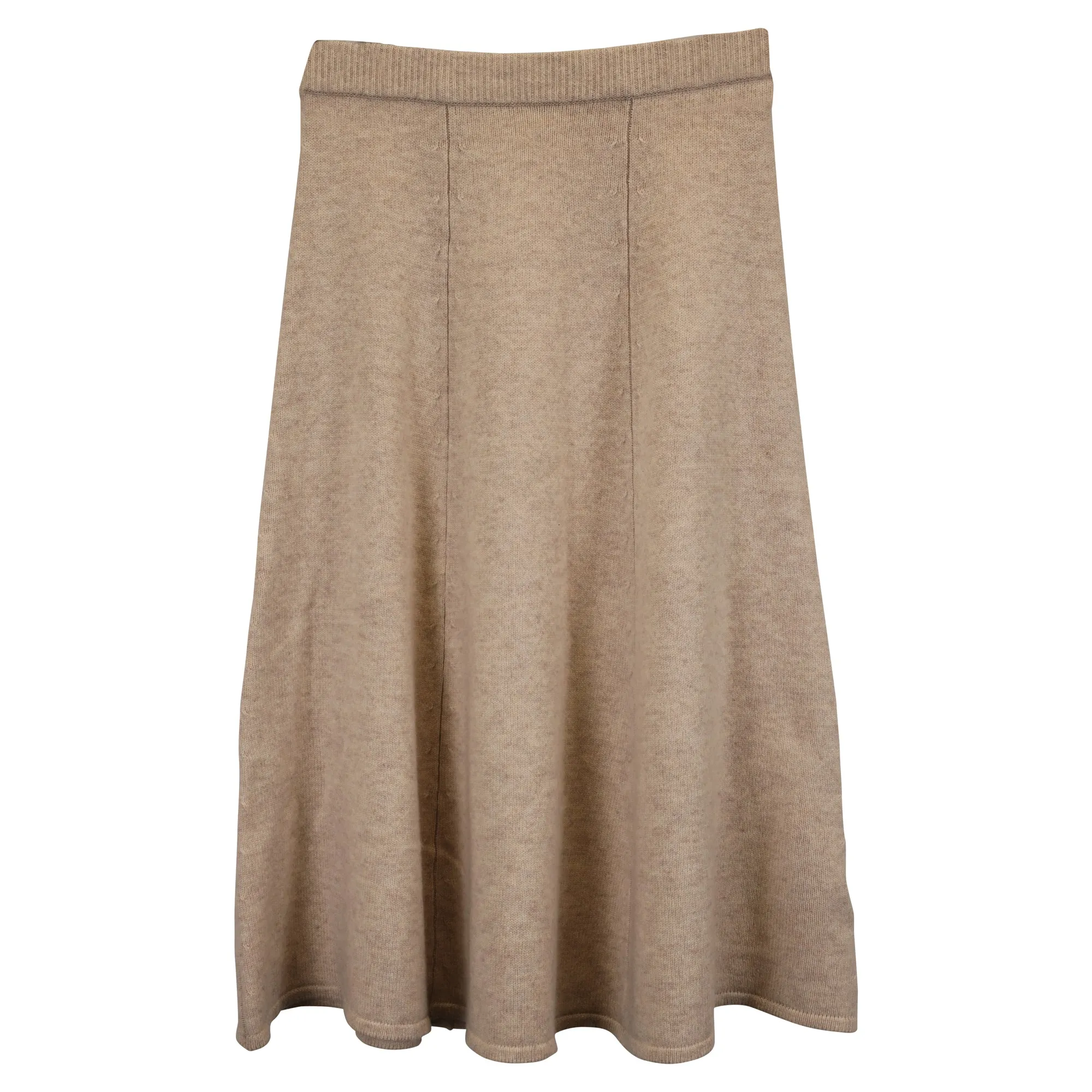 LoveShackFancy A-Line Skirt in Beige Wool