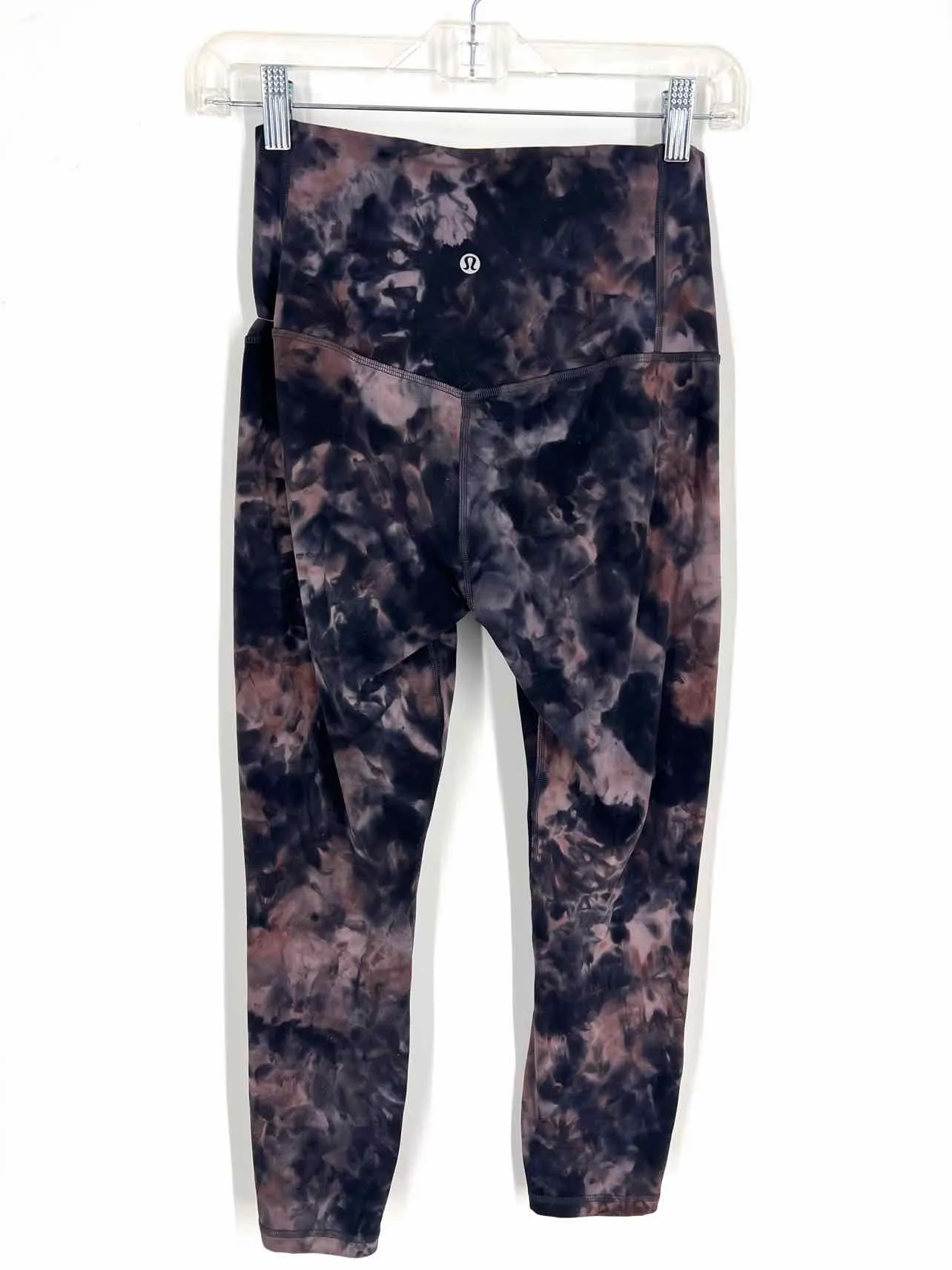 Lululemon Athletica Size 6 Black/Dusty Rose Tie Dye Leggings-Activewear