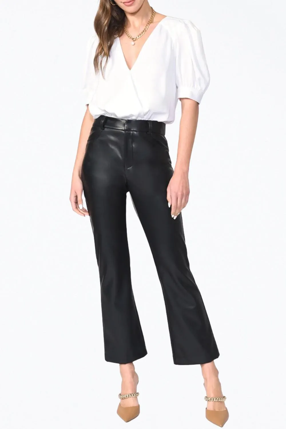 Mae Wrap-Effect Sateen Bodysuit In White