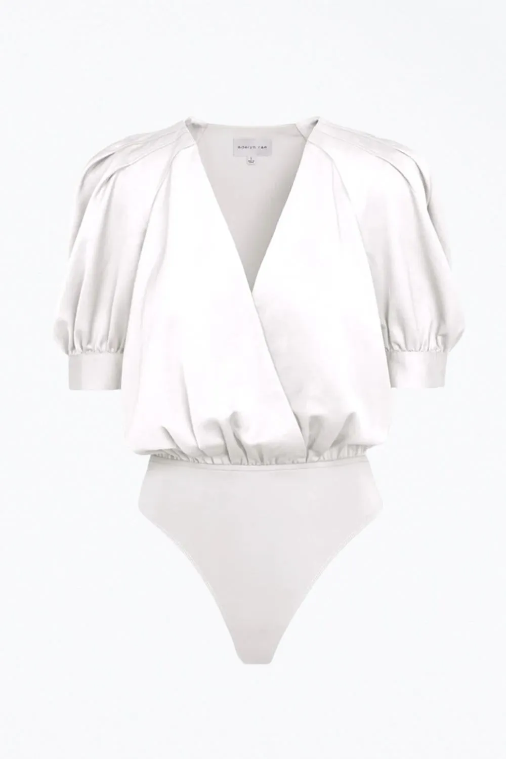Mae Wrap-Effect Sateen Bodysuit In White