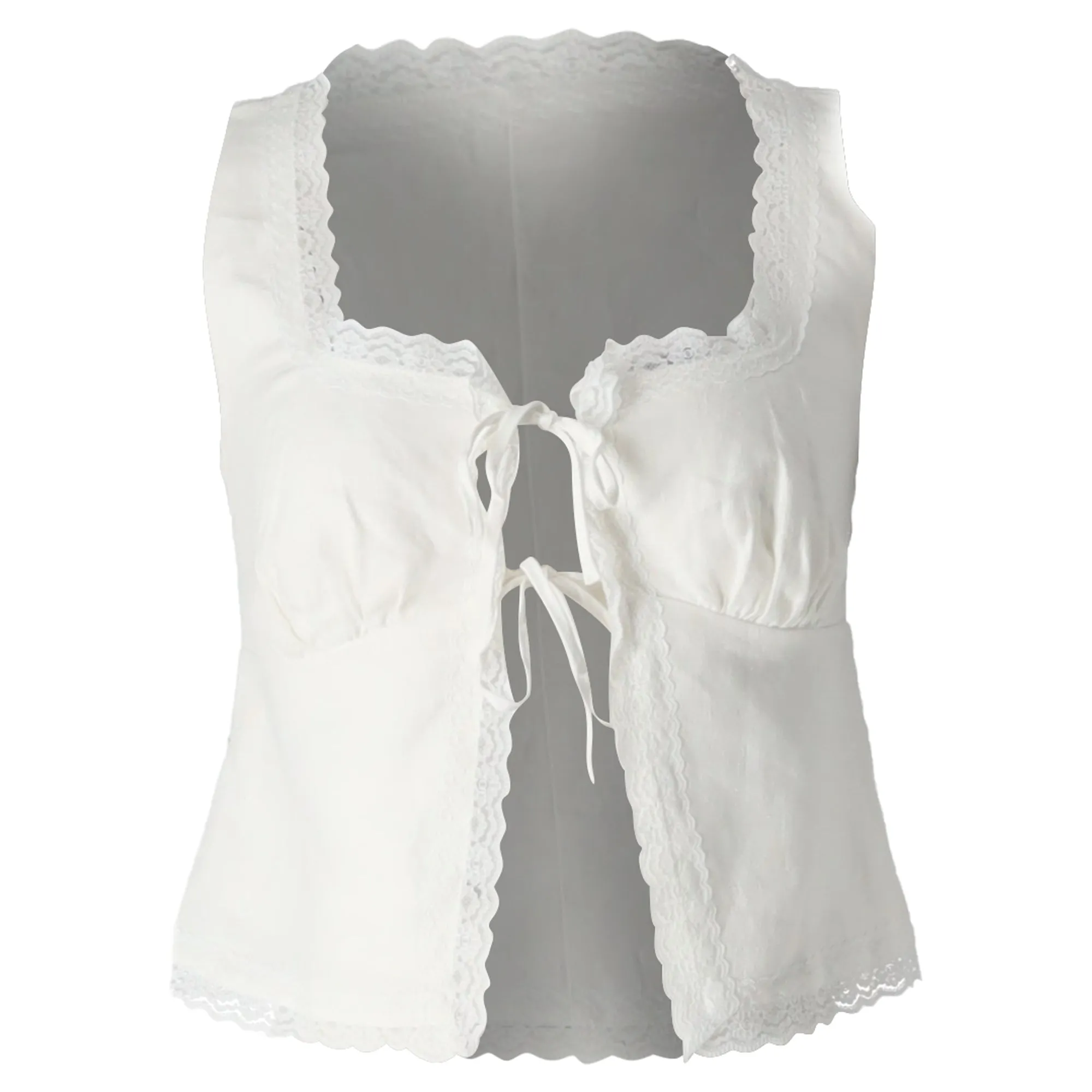 Maje Wo Vochetine Crochet Lace Vest in White Cotton