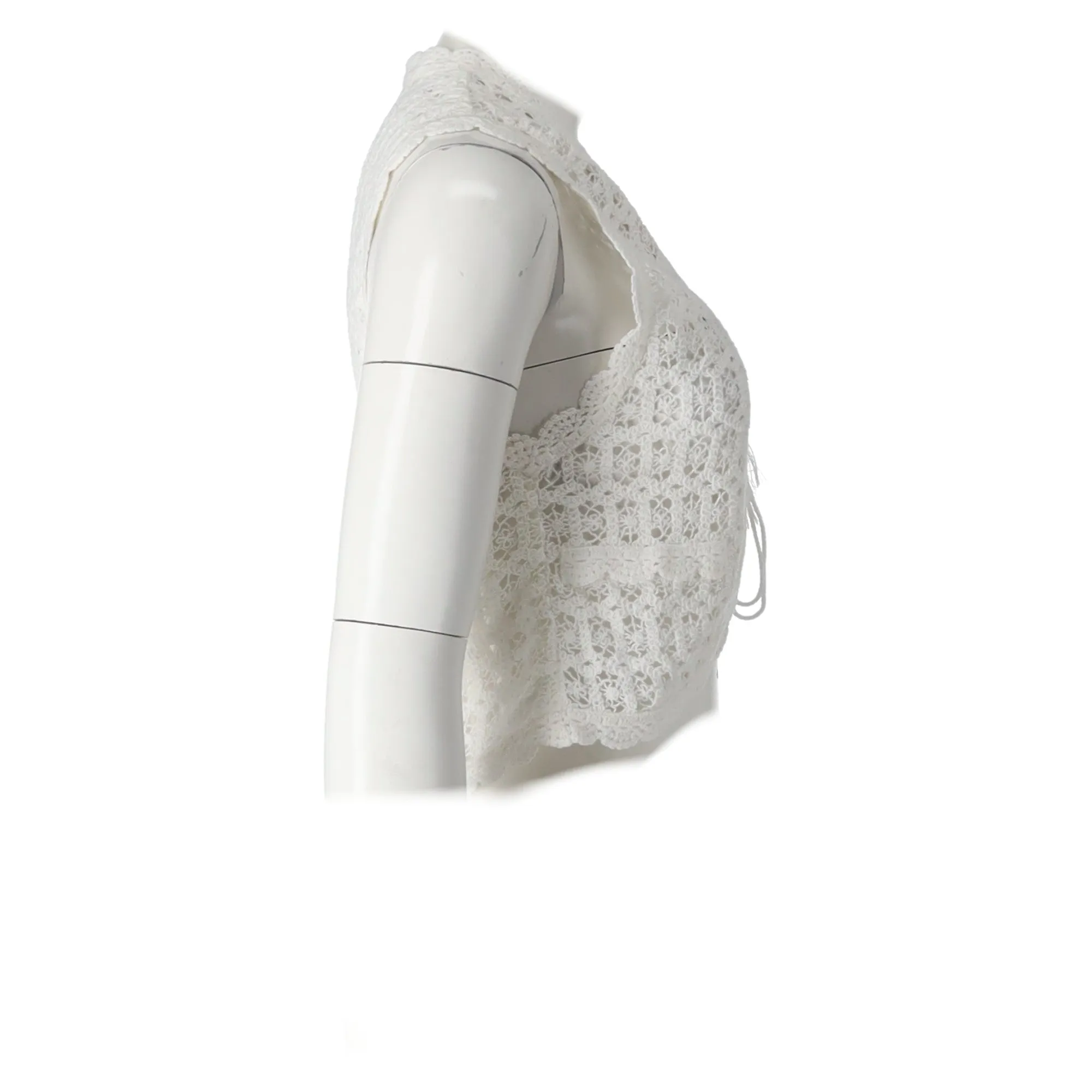 Maje Wo Vochetine Crochet Lace Vest in White Cotton
