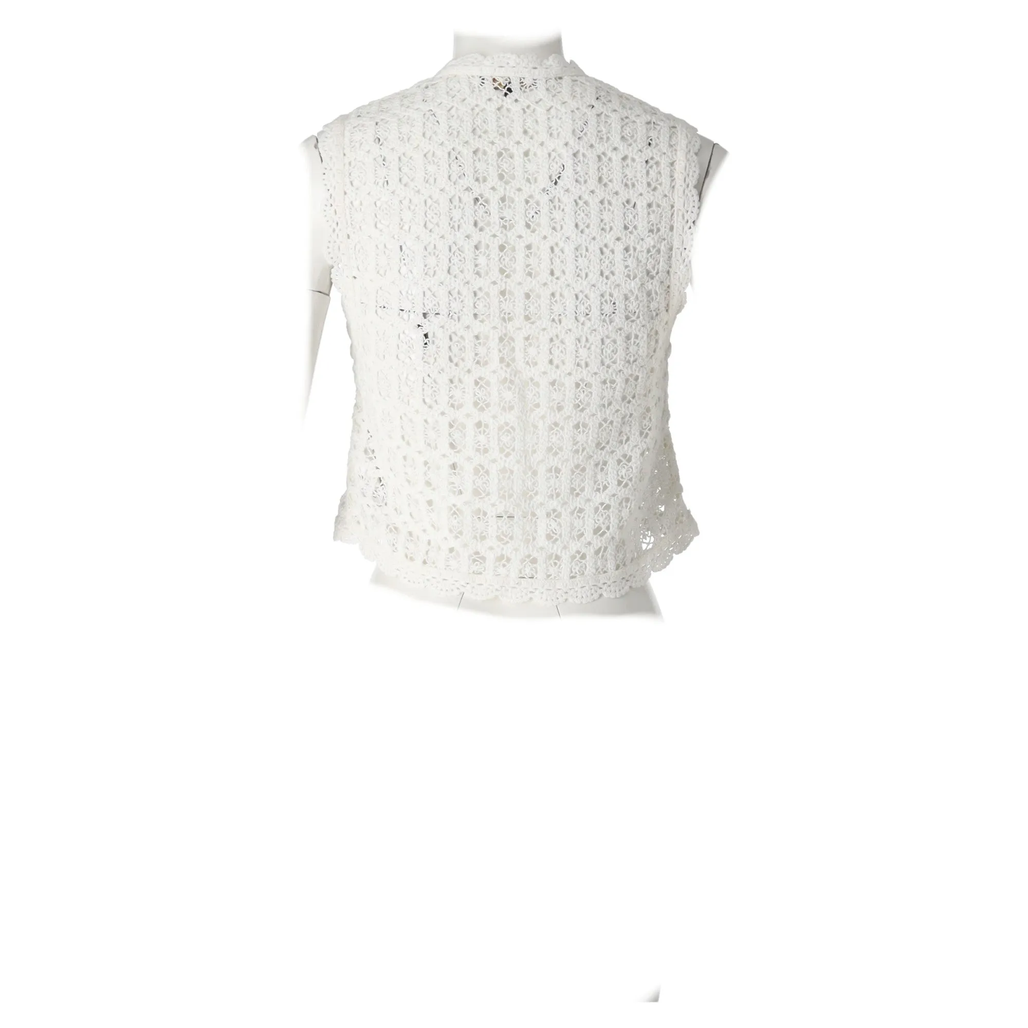 Maje Wo Vochetine Crochet Lace Vest in White Cotton