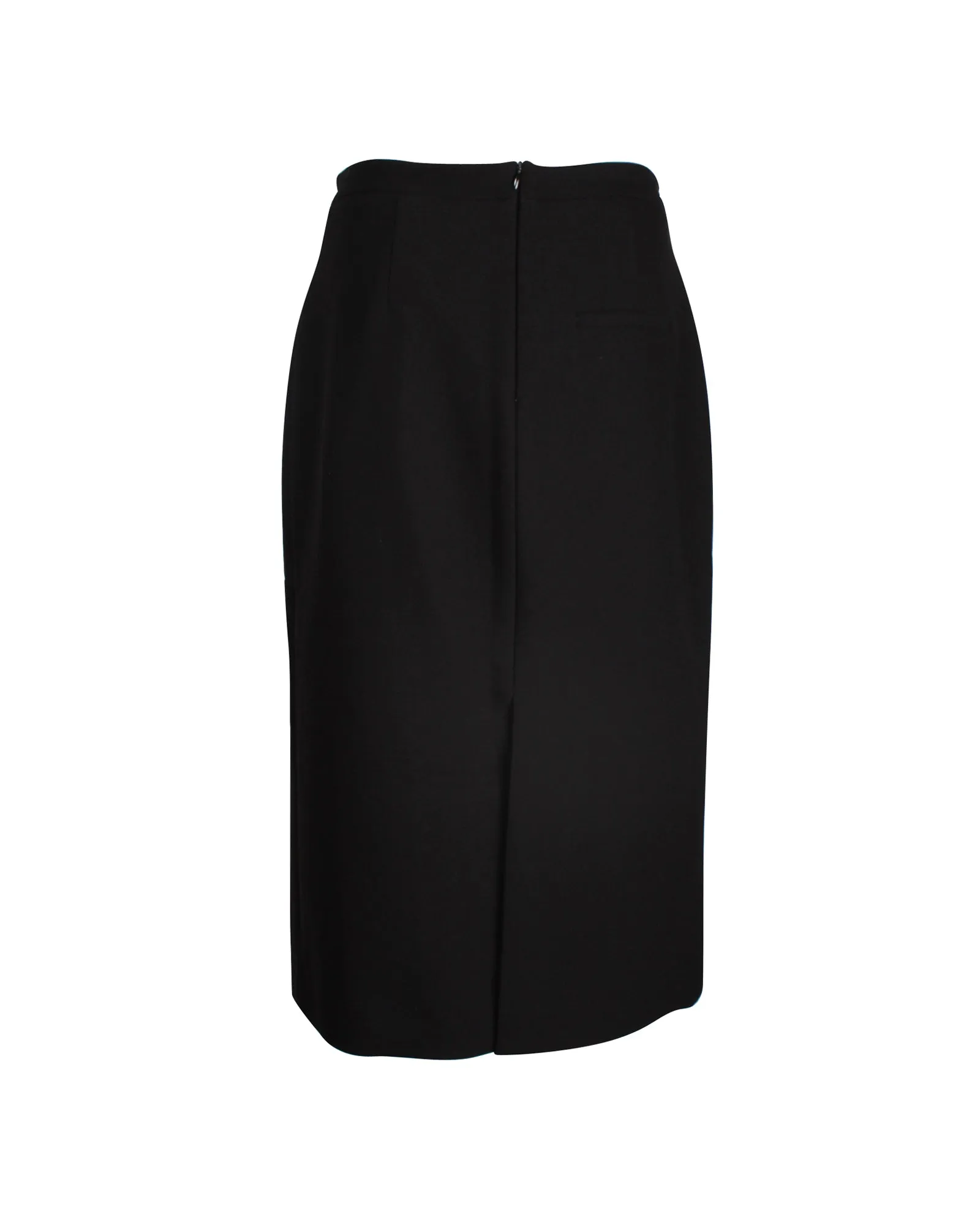Maje Wrap-Effect Slit Midi Skirt in Black Polyester