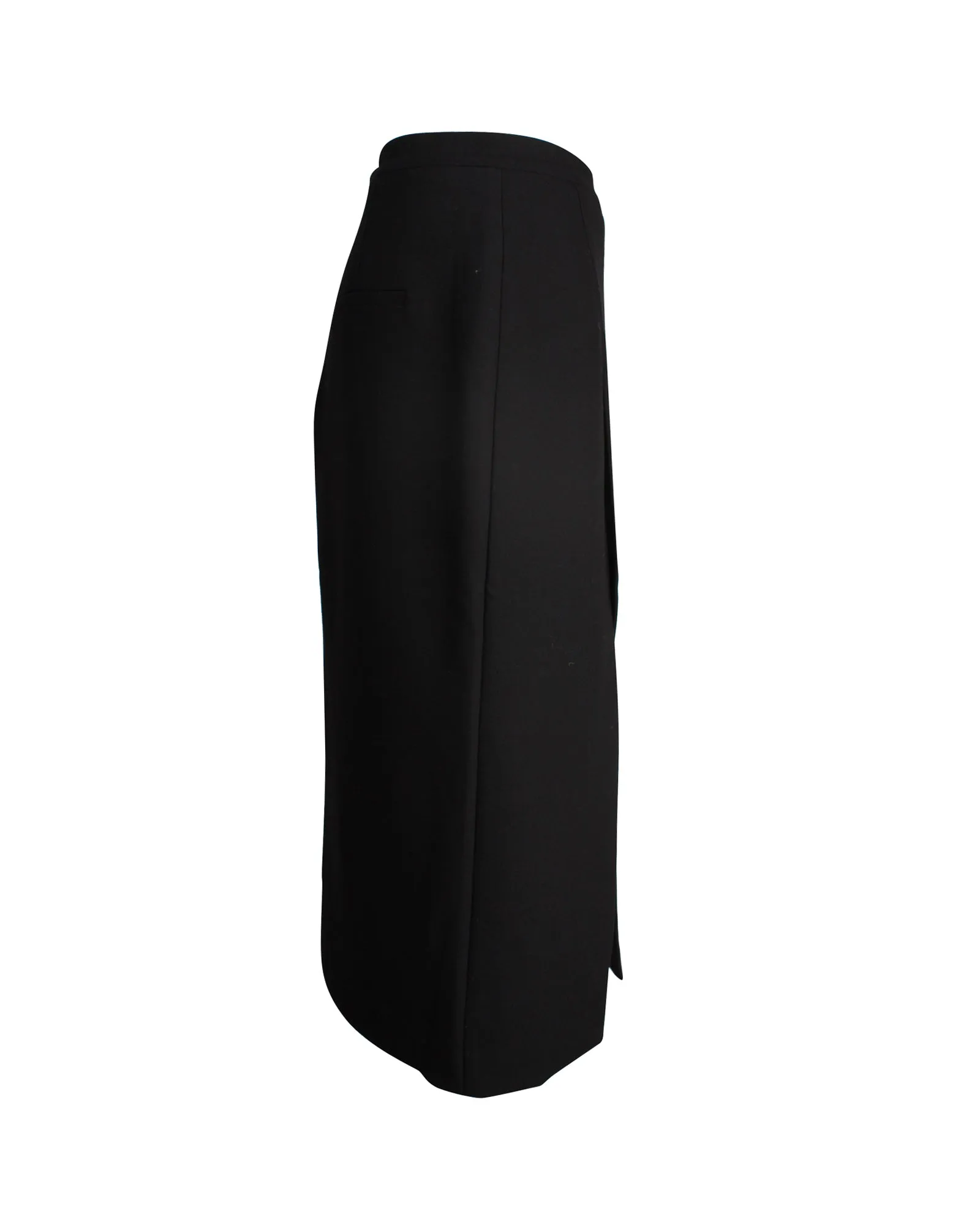 Maje Wrap-Effect Slit Midi Skirt in Black Polyester