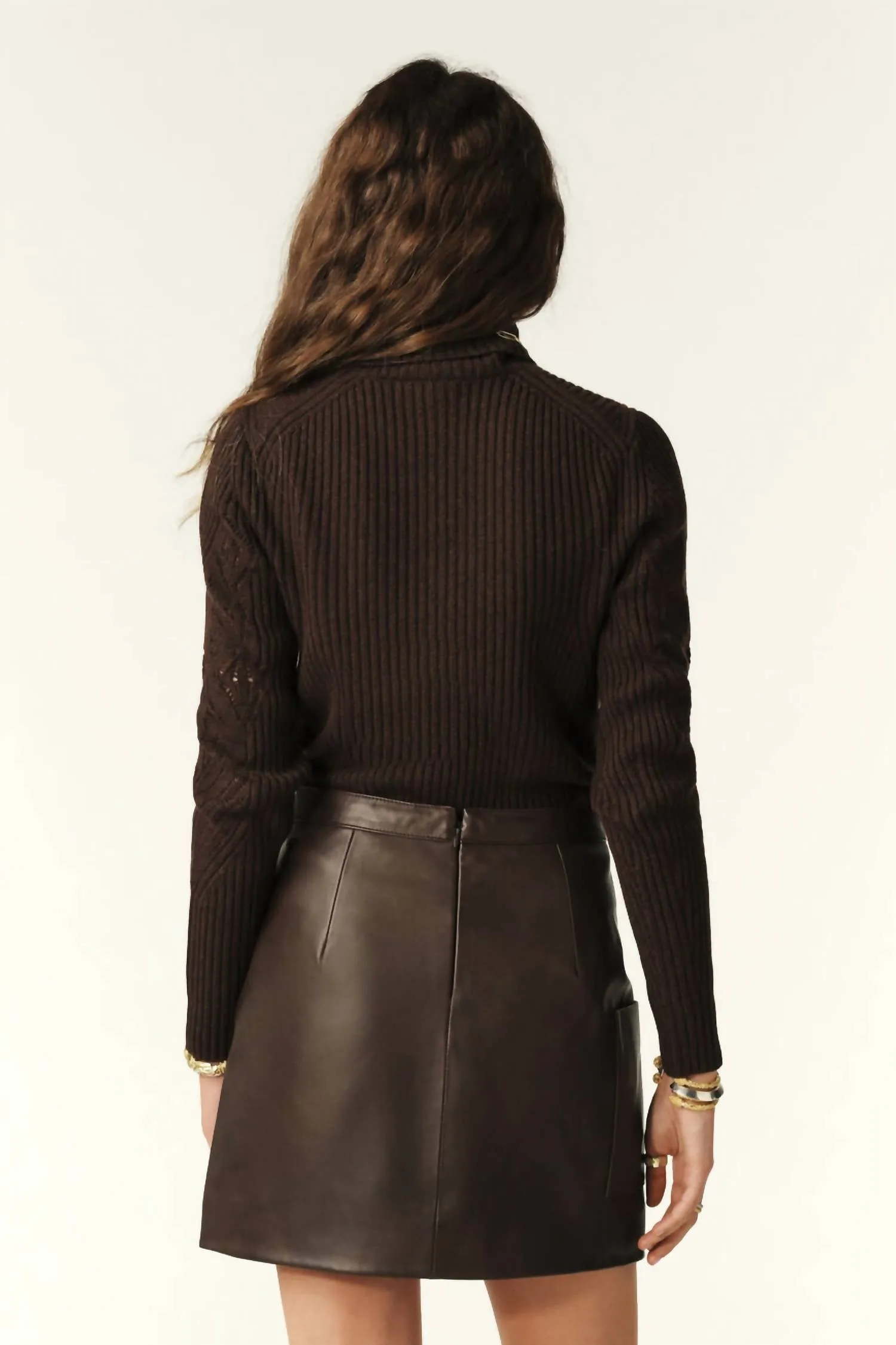 Mala Leather Mini Skirt In Marron