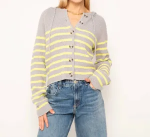 Maple Striped Dickey Sweater Jacket In Grey/citron