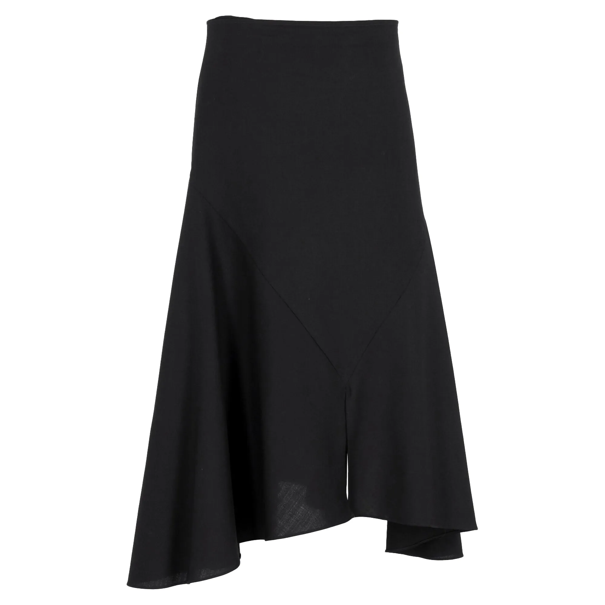Marni Asymmetric Midi Skirt in Black Wool